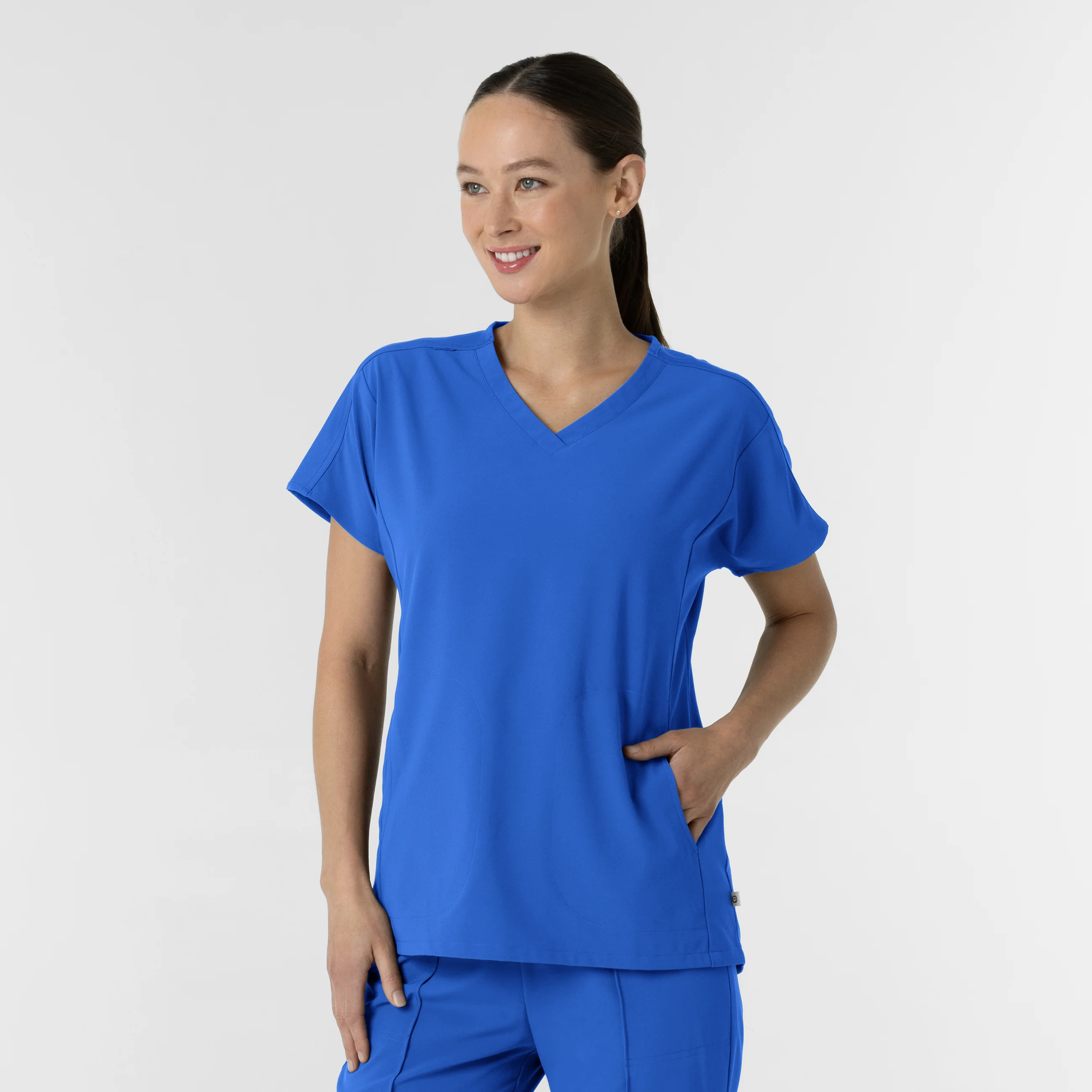 RENEW Women's V-Neck Tunic Scrub Top - Royal - Image 4