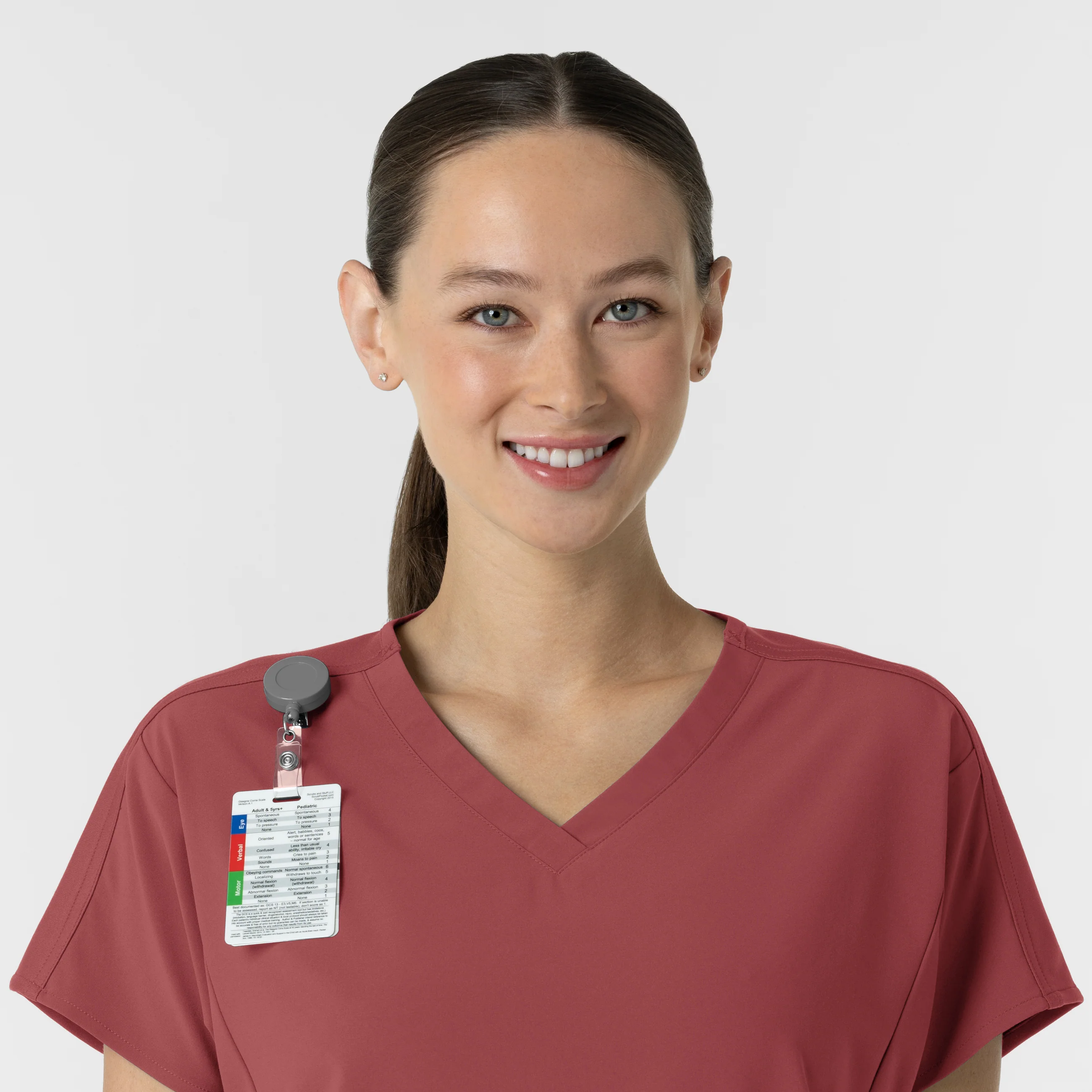 RENEW Women's V-Neck Tunic Scrub Top - Ruby - Image 6