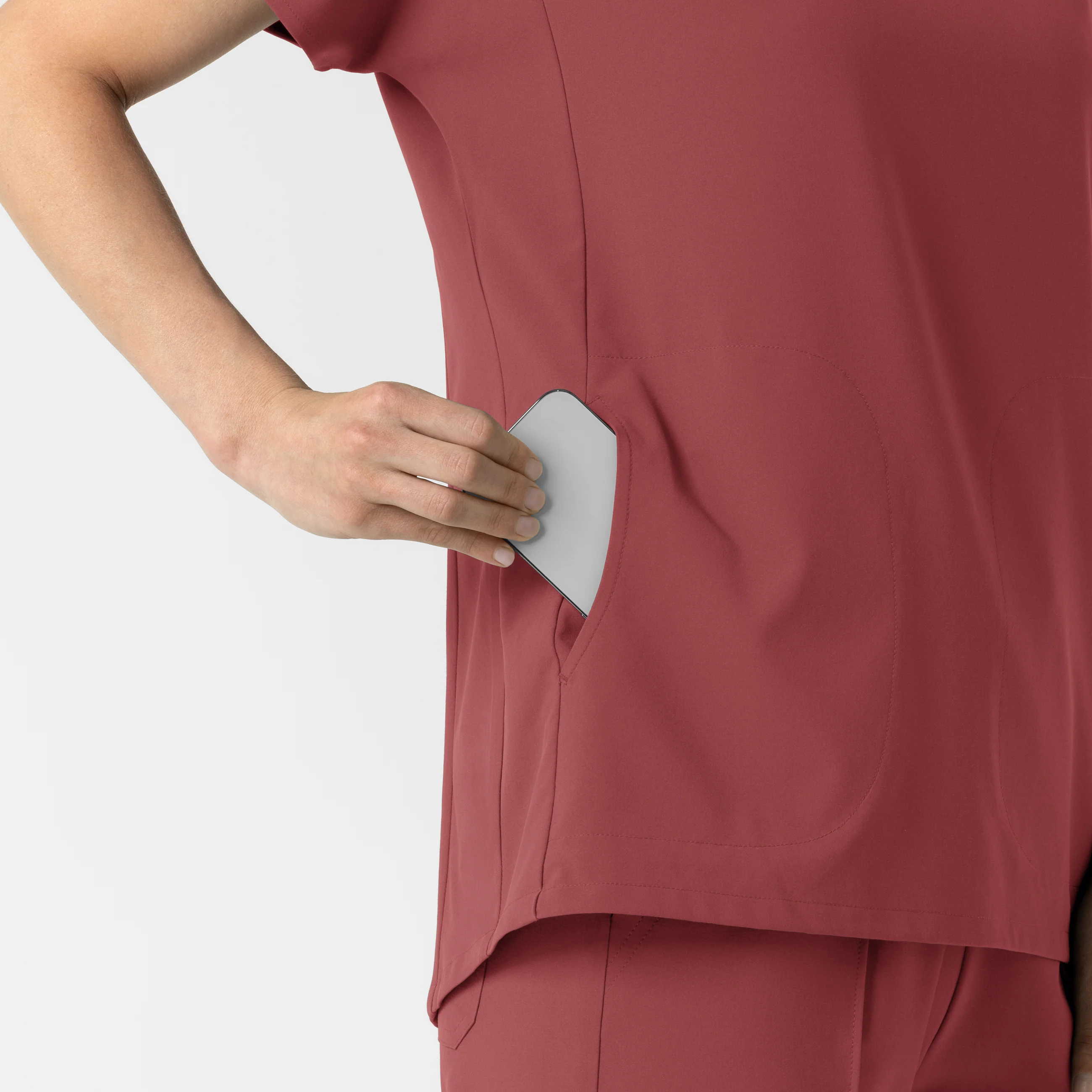 RENEW Women's V-Neck Tunic Scrub Top - Ruby - Image 7