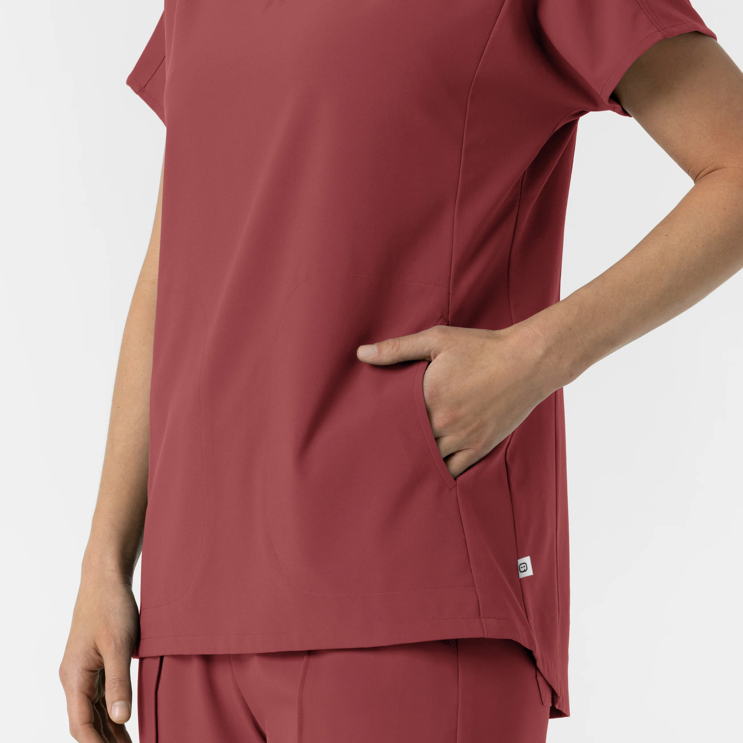 RENEW Women's V-Neck Tunic Scrub Top - Ruby - Image 8