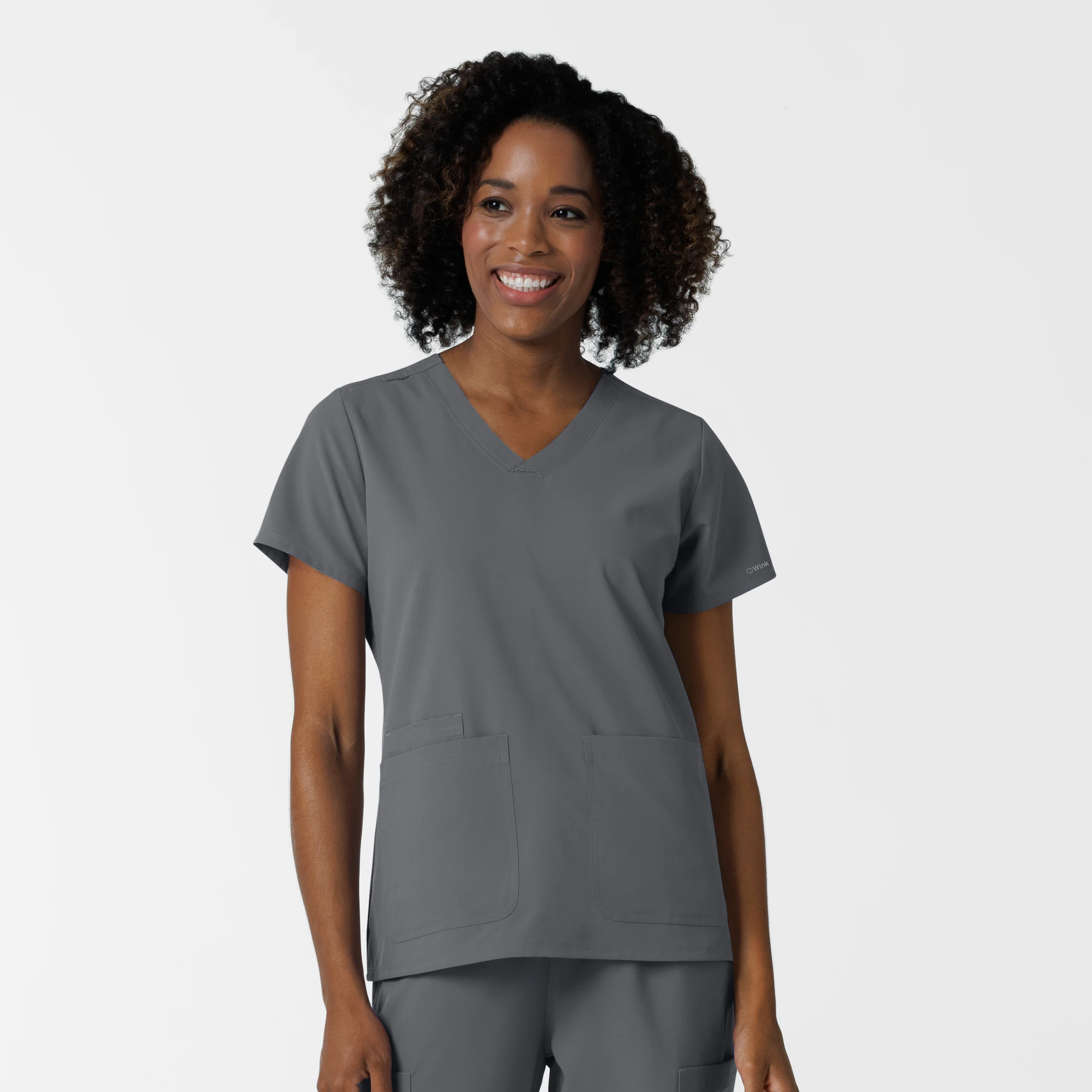 NURTUR Women's V-Neck Scrub Top - Pewter