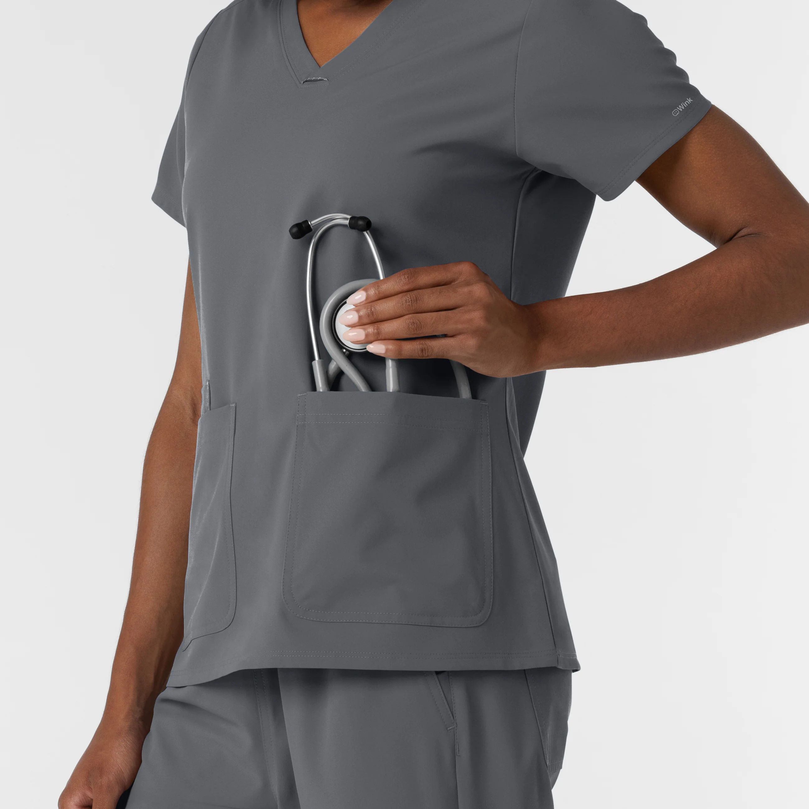 NURTUR Women's V-Neck Scrub Top - Pewter - Image 10