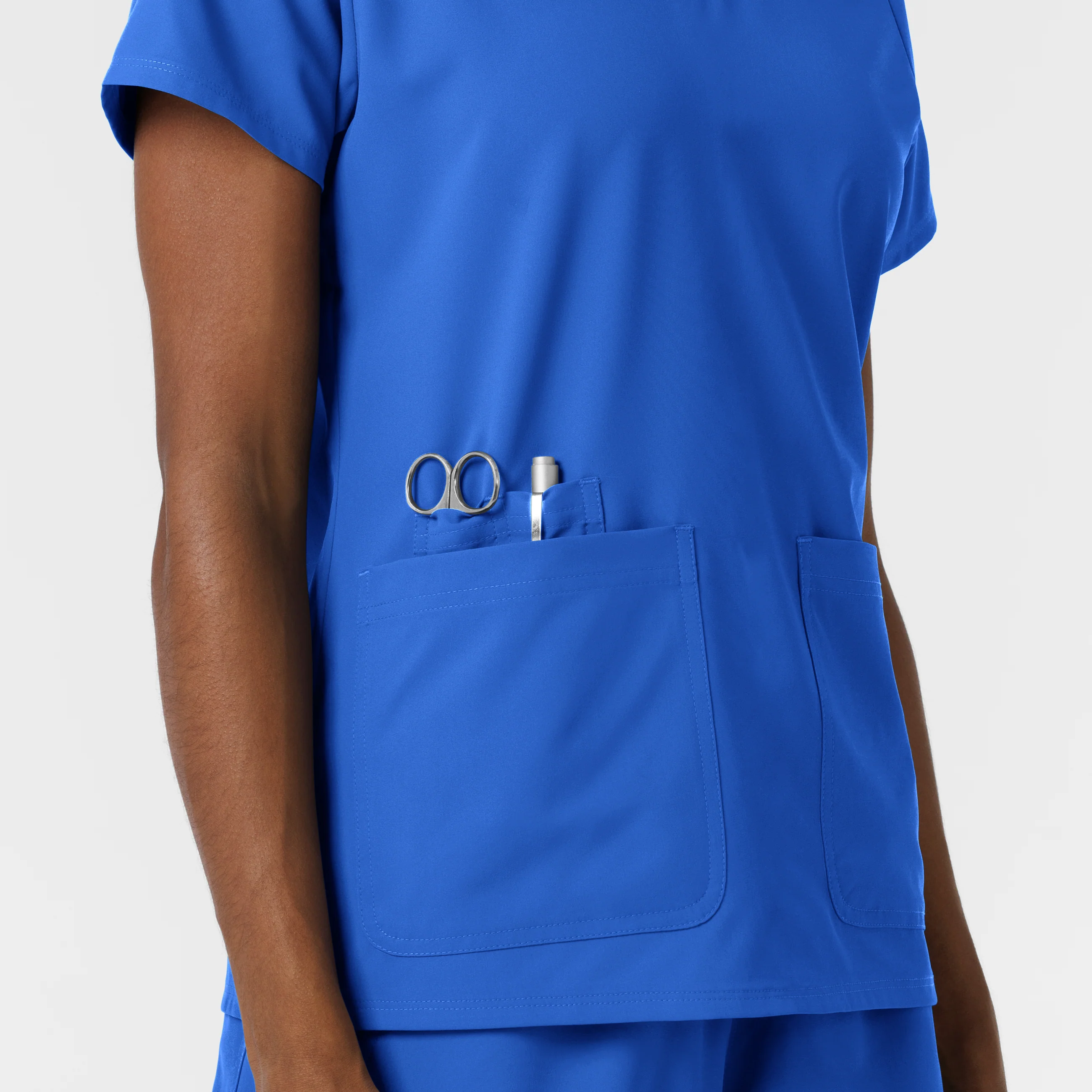 NURTUR Women's V-Neck Scrub Top - Royal - Image 9