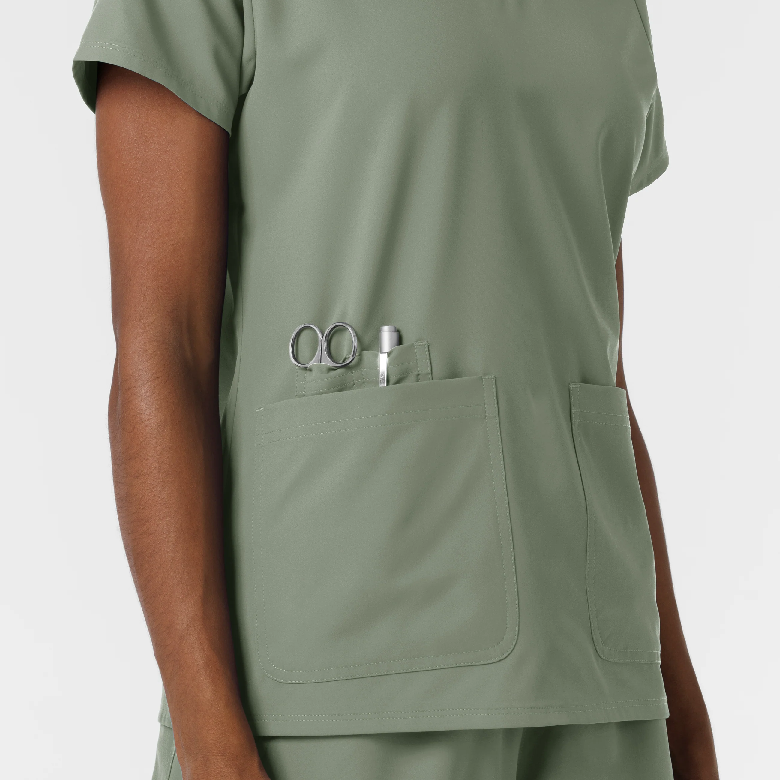 NURTUR Women's V-Neck Scrub Top - Sage - Image 9