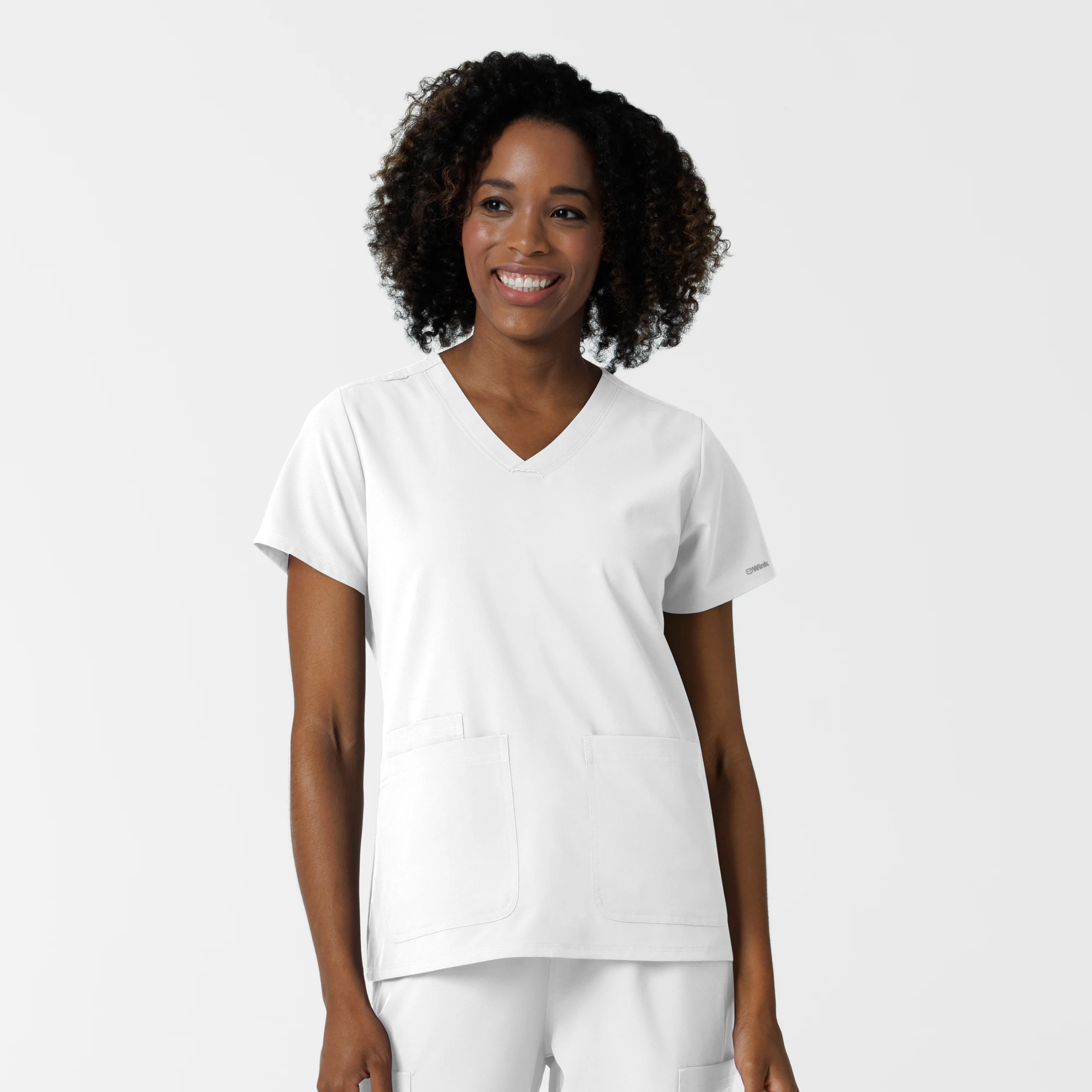 NURTUR Women's V-Neck Scrub Top - White