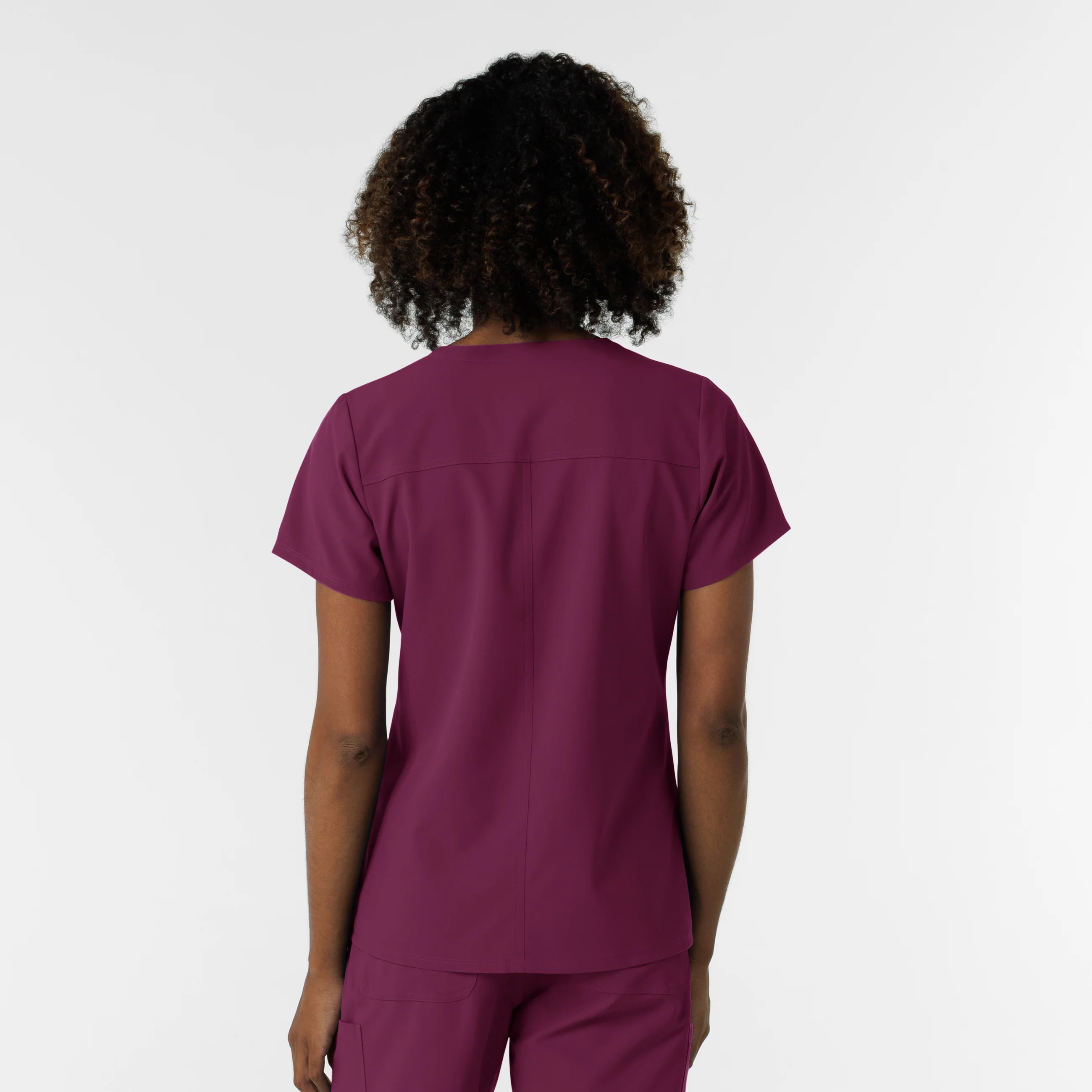 NURTUR Women's V-Neck Scrub Top - Wine - Image 2