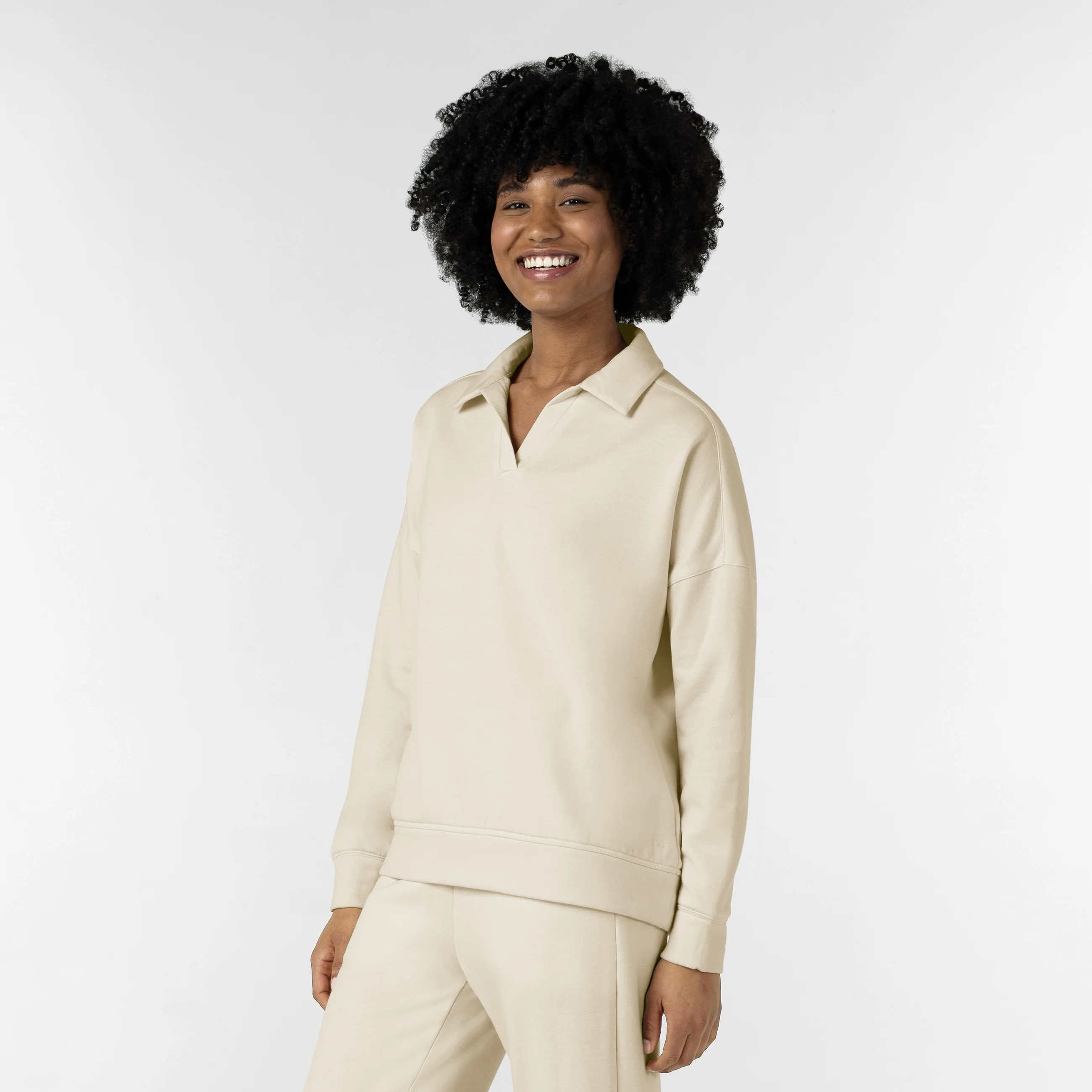Unwind & Lounge Women's Fleece Pullover Polo - Birch - Image 5