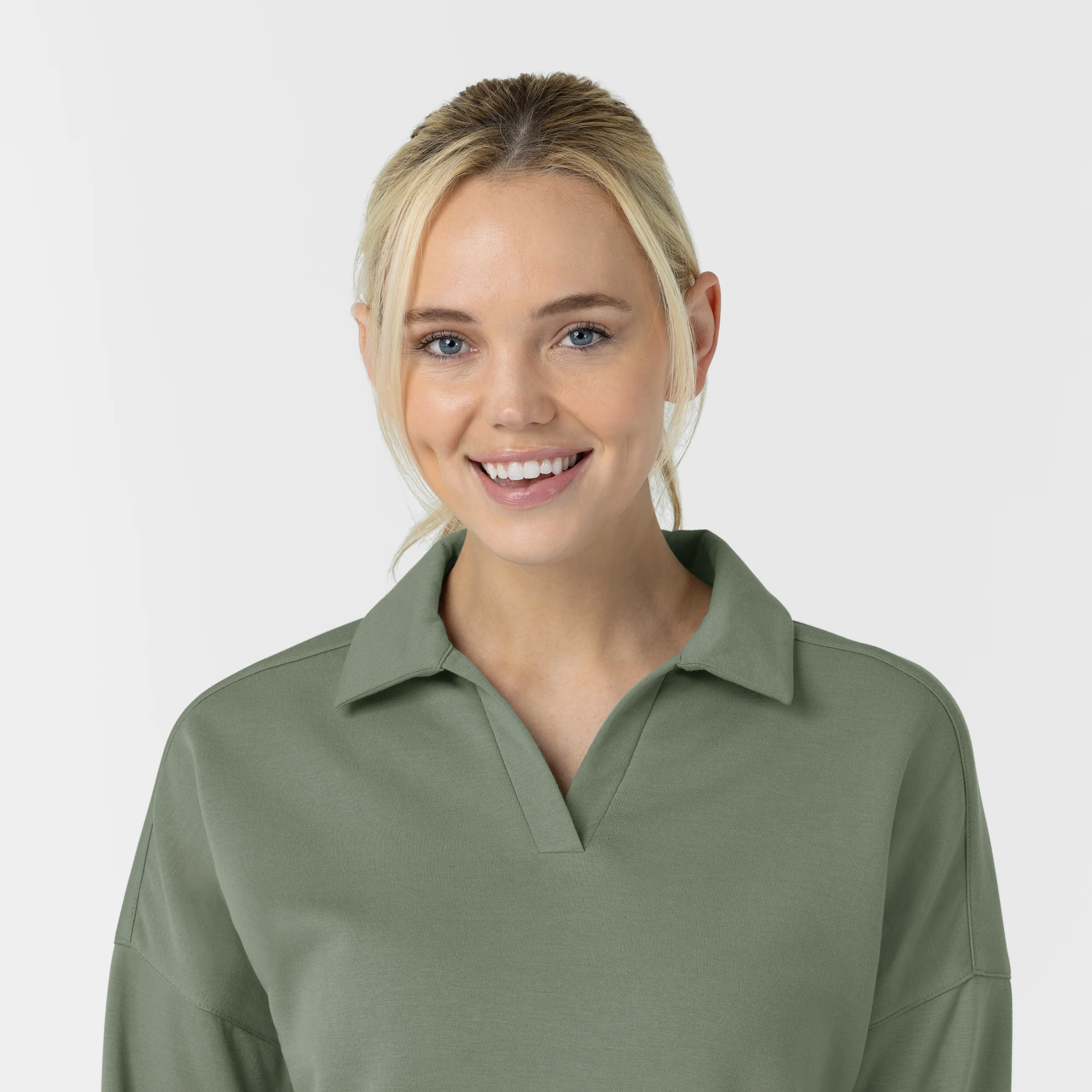Unwind & Lounge Women's Fleece Pullover Polo - Sage - Image 6