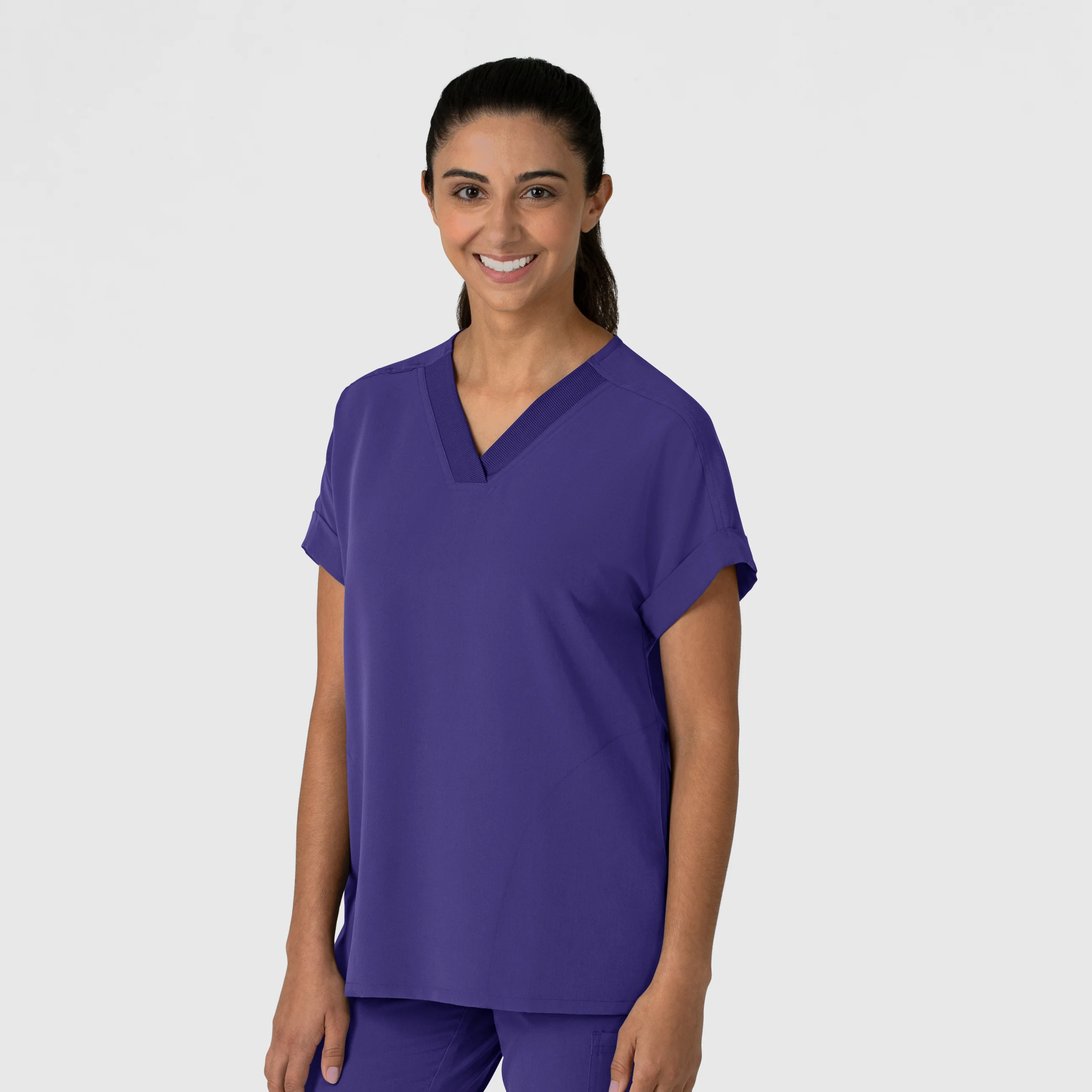 Nova Women's Drop Shoulder Boxy Scrub Top - Grape - Image 4