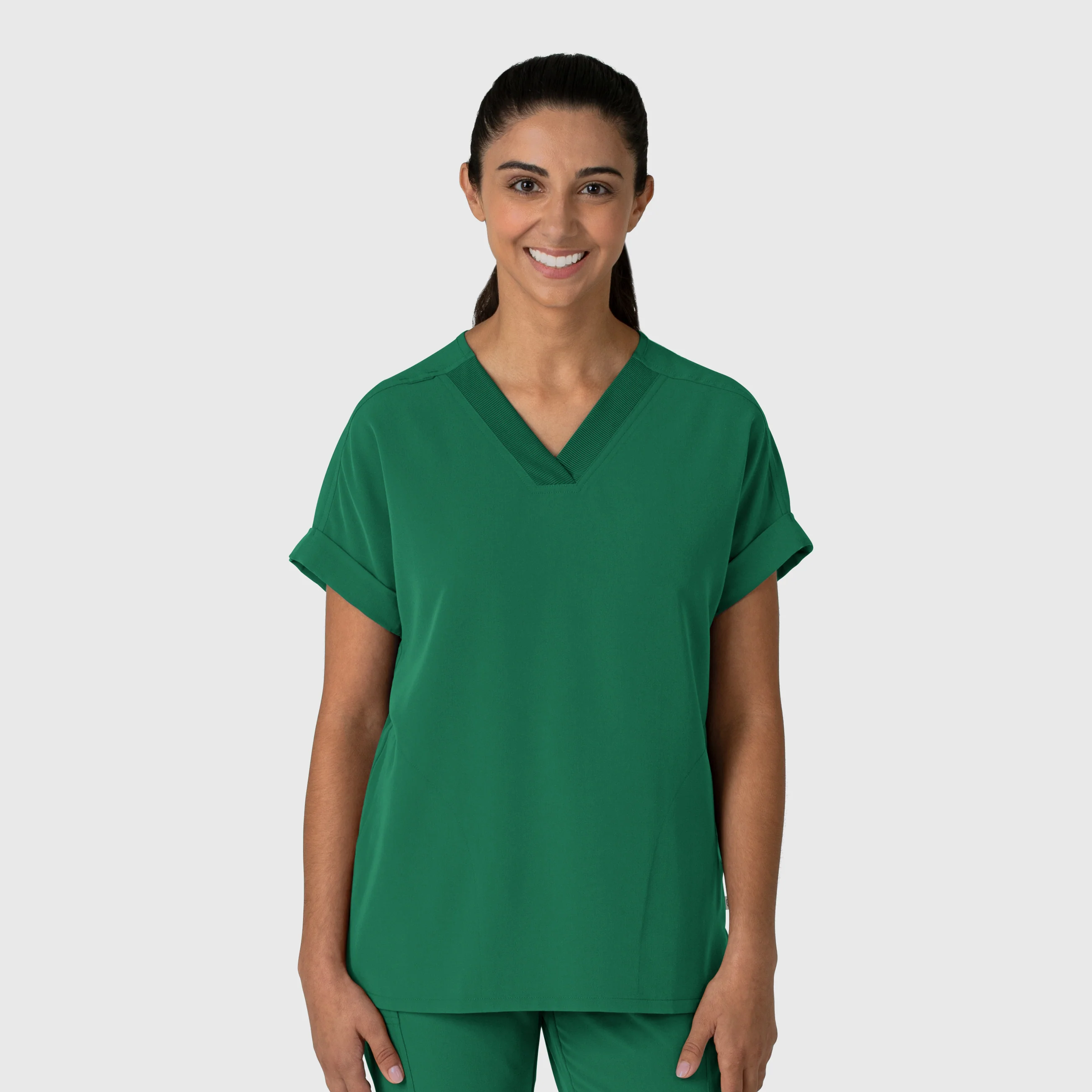 Nova Women's Drop Shoulder Boxy Scrub Top - Hunter