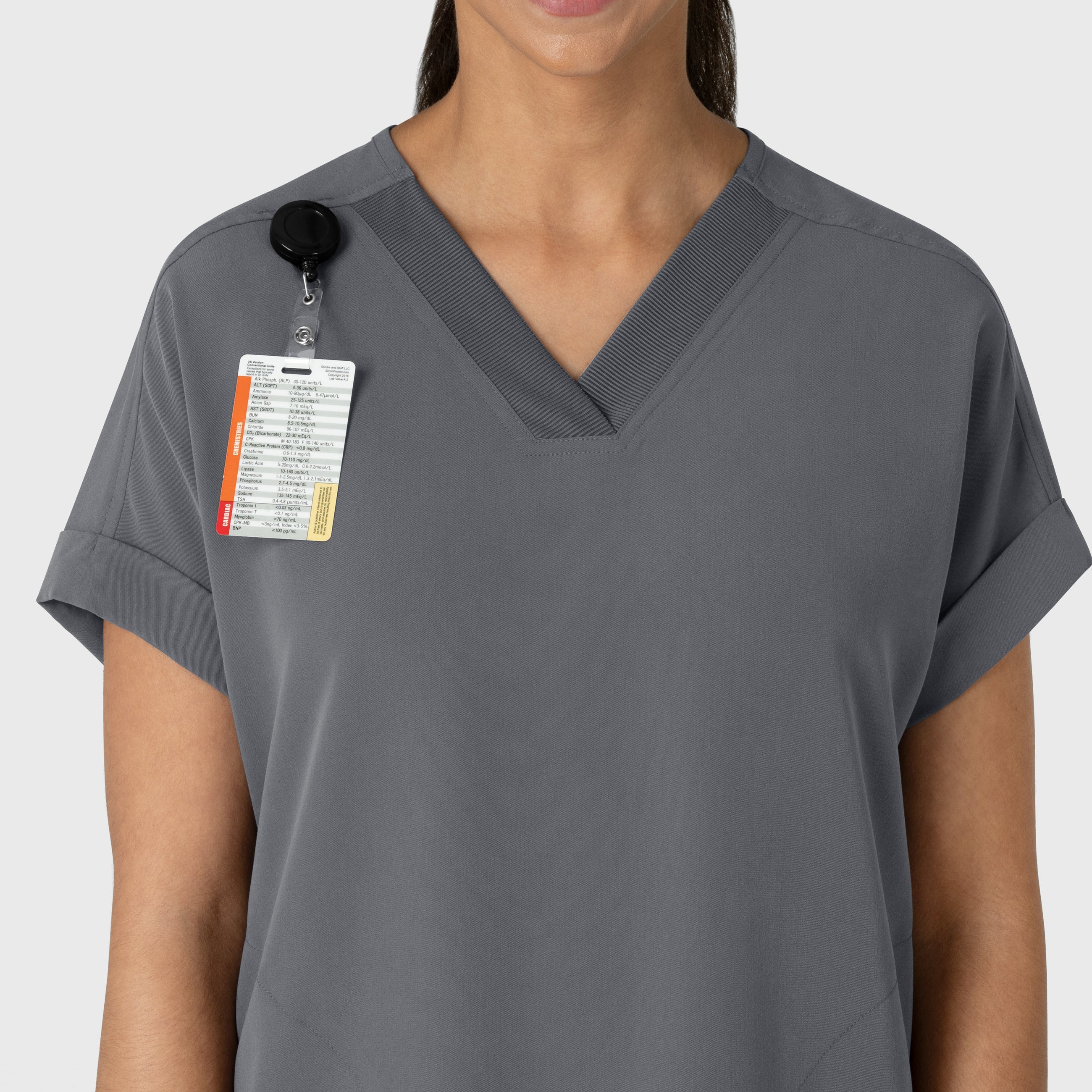 Nova Women's Drop Shoulder Boxy Scrub Top - Pewter - Image 5