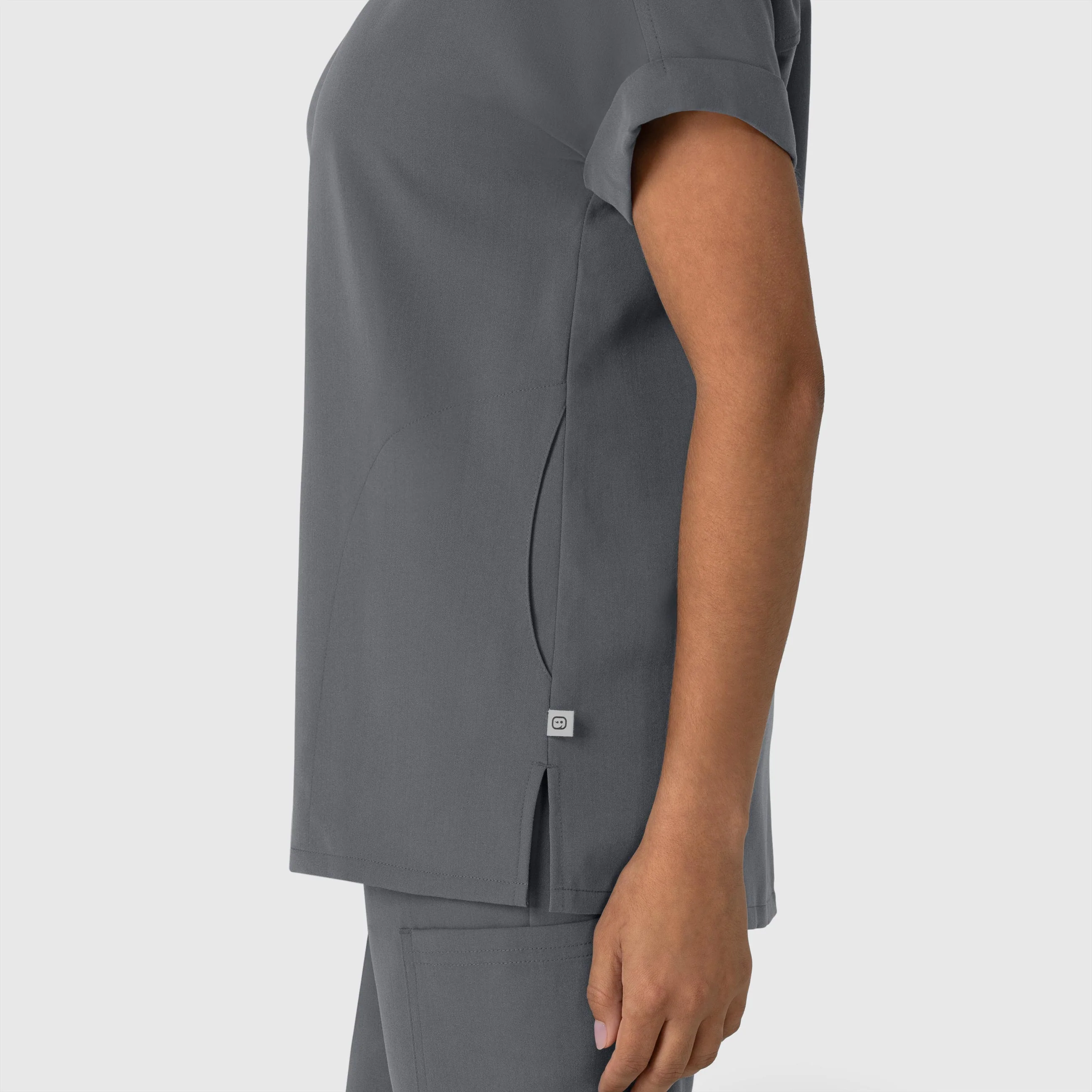 Nova Women's Drop Shoulder Boxy Scrub Top - Pewter - Image 6