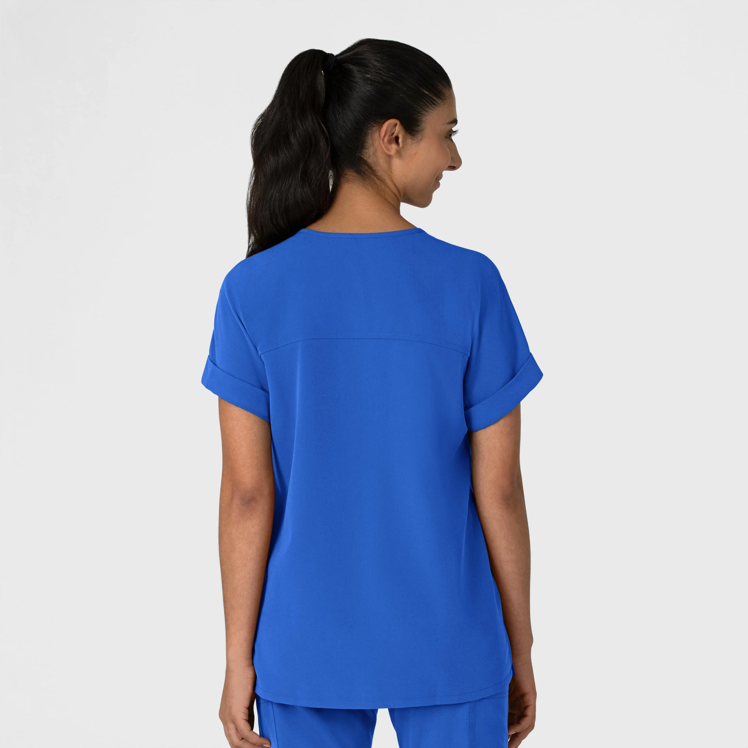 Nova Women's Drop Shoulder Boxy Scrub Top - Royal - Image 3