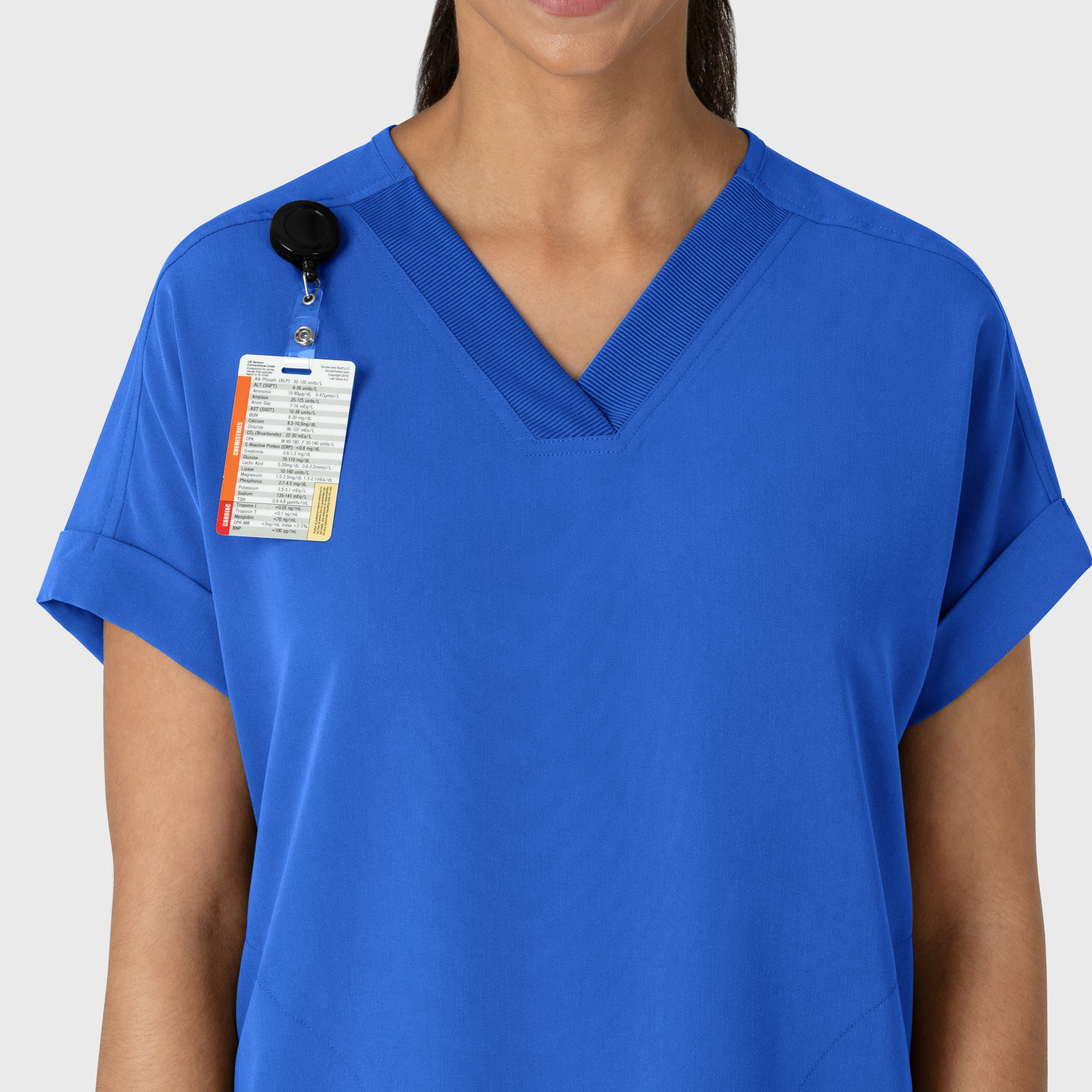 Nova Women's Drop Shoulder Boxy Scrub Top - Royal - Image 6