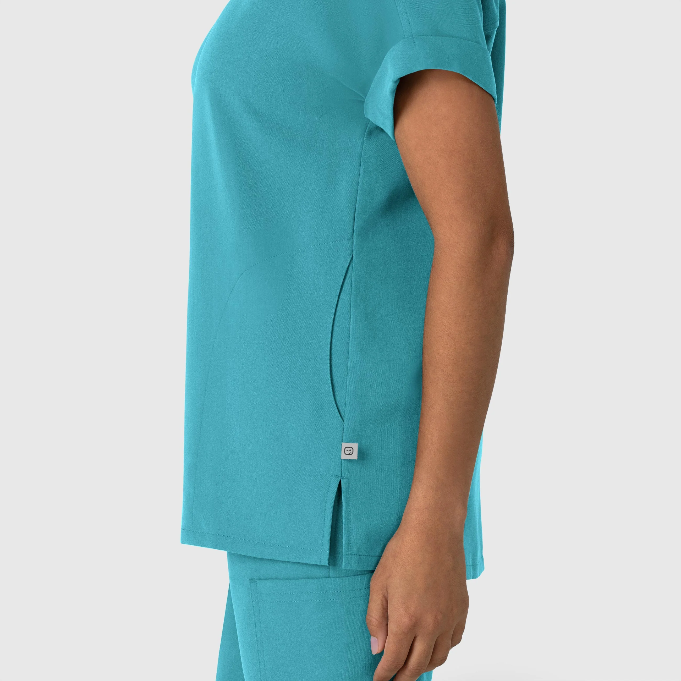 Nova Women's Drop Shoulder Boxy Scrub Top - Teal Blue - Image 6