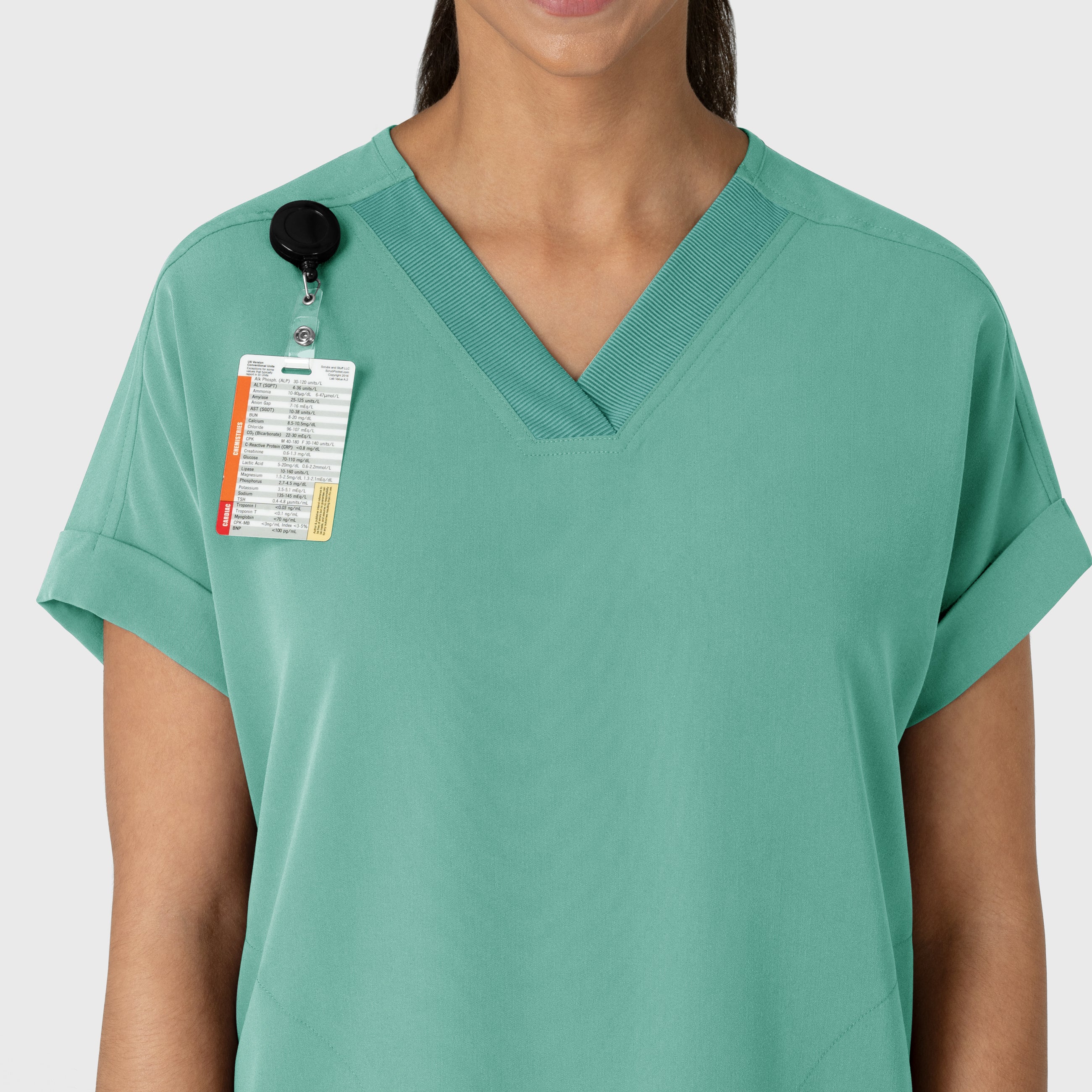 Nova Women's Drop Shoulder Boxy Scrub Top - Turquoise - Image 5