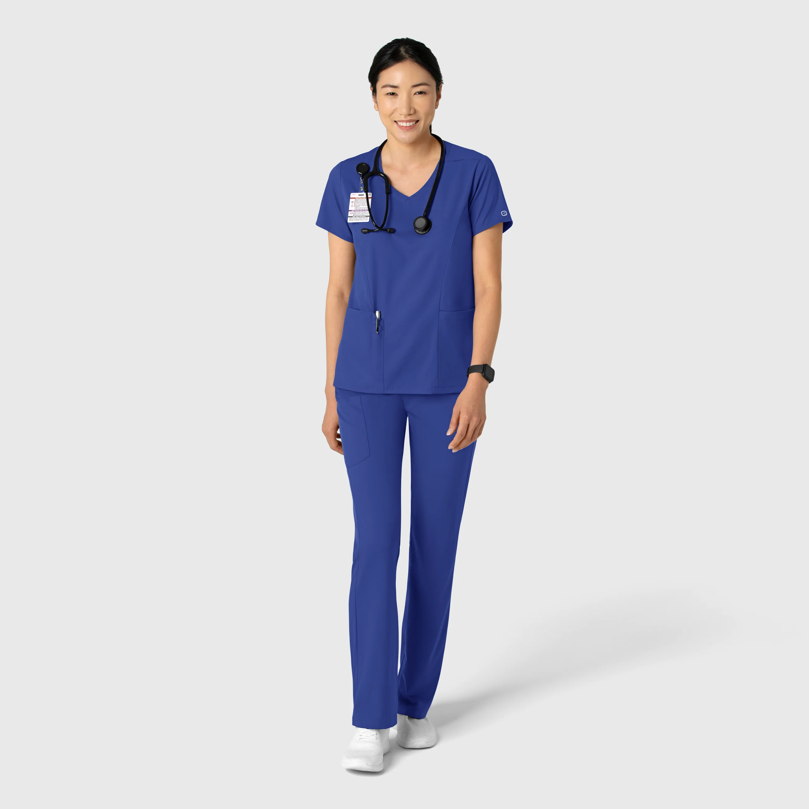Boundless Women's 2-Pocket V-Neck Scrub Top - Galaxy Blue - Image 3