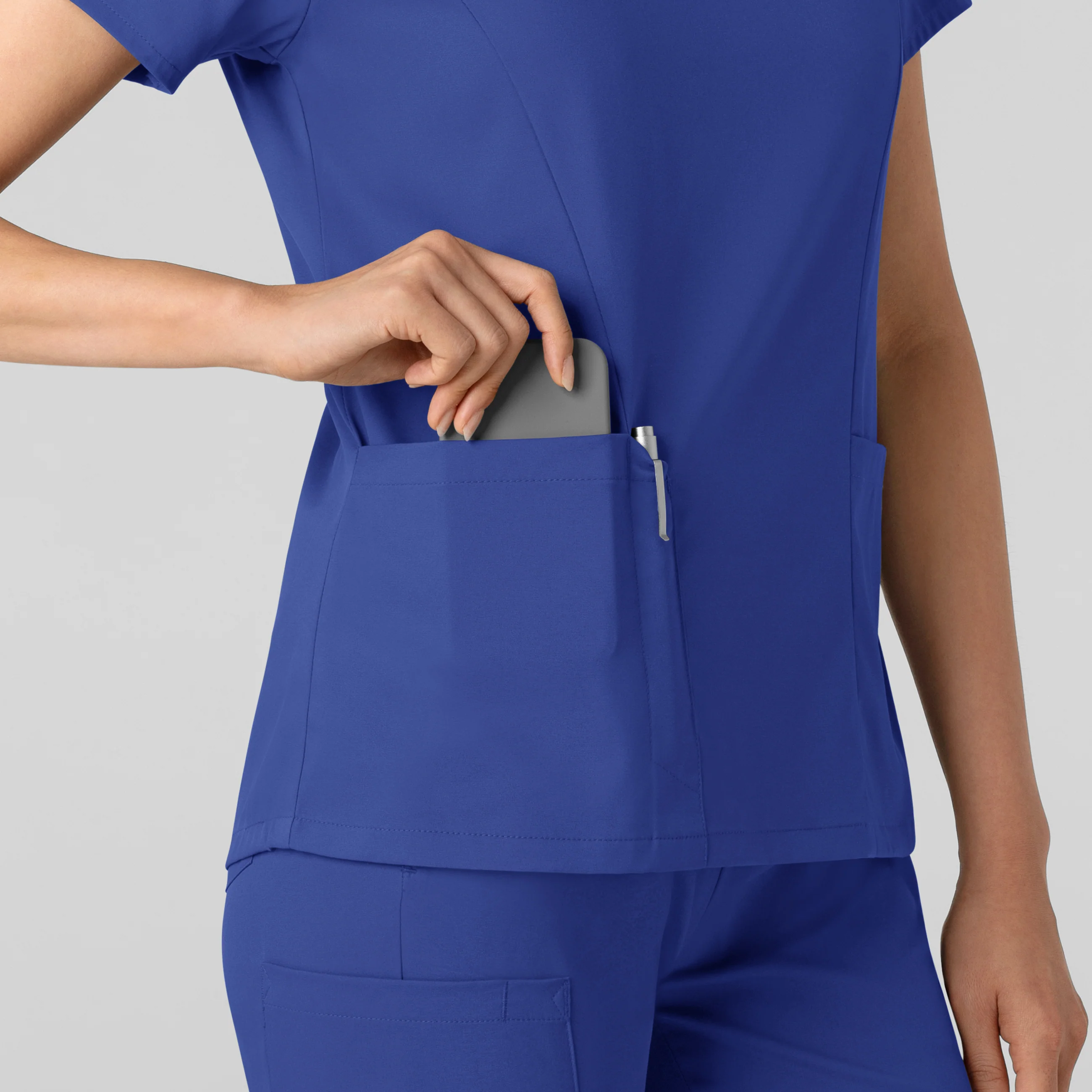 Boundless Women's 2-Pocket V-Neck Scrub Top - Galaxy Blue - Image 7