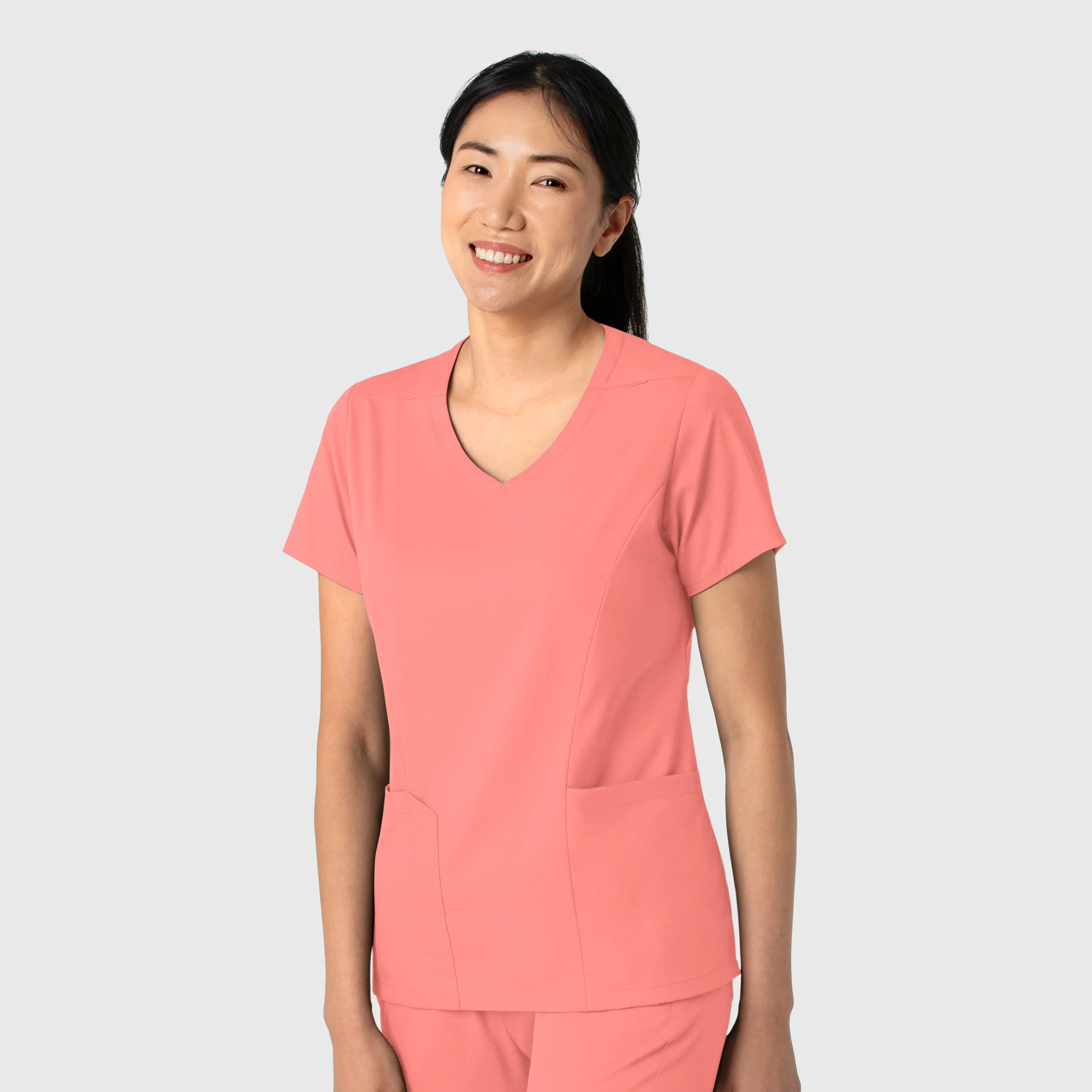 Boundless Women's 2-Pocket V-Neck Scrub Top - Paradise Pink - Image 4