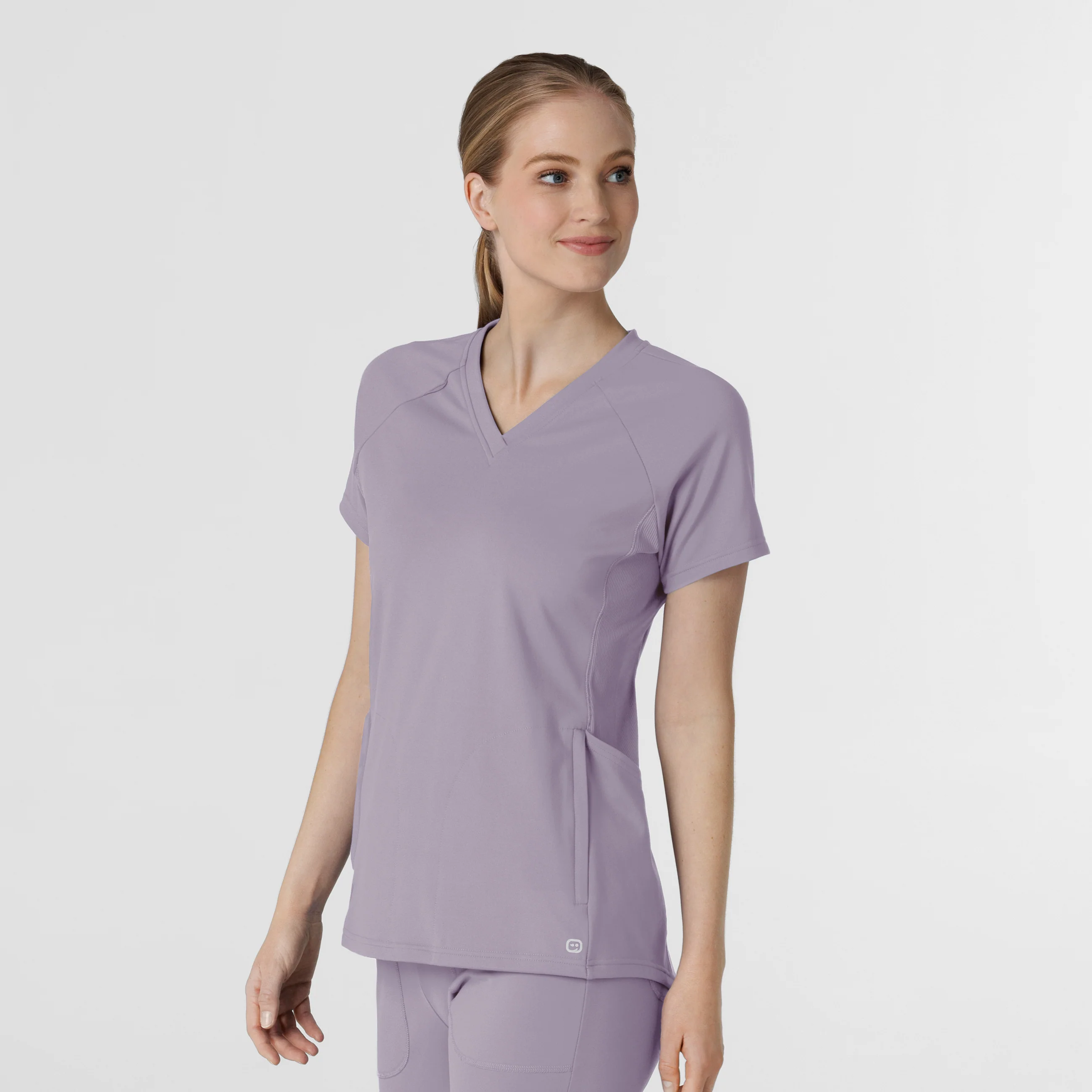 RENEW Knit Women's Flex-n-Reach V-Neck Raglan Scrub Top - Wisteria - Image 4