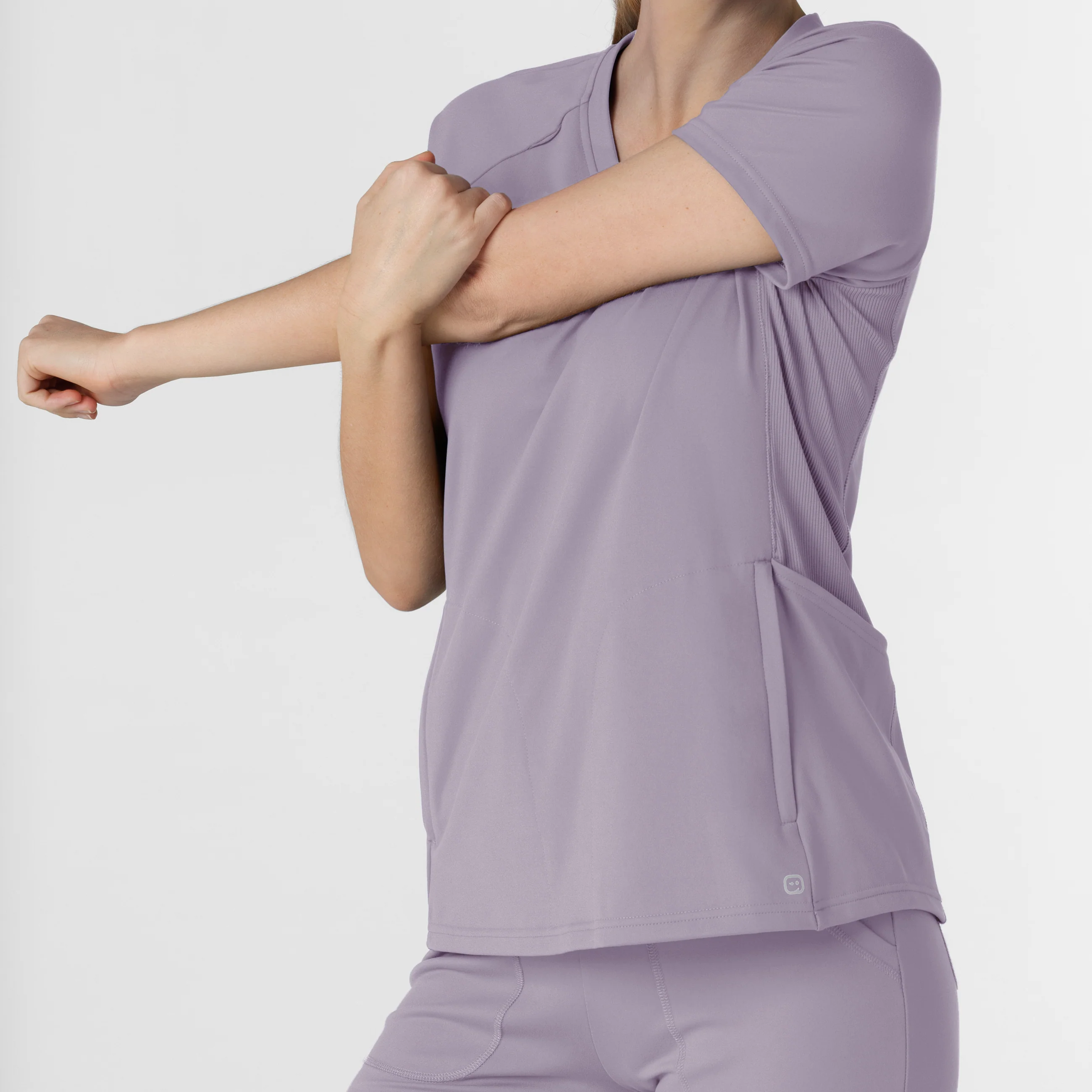 RENEW Knit Women's Flex-n-Reach V-Neck Raglan Scrub Top - Wisteria - Image 9