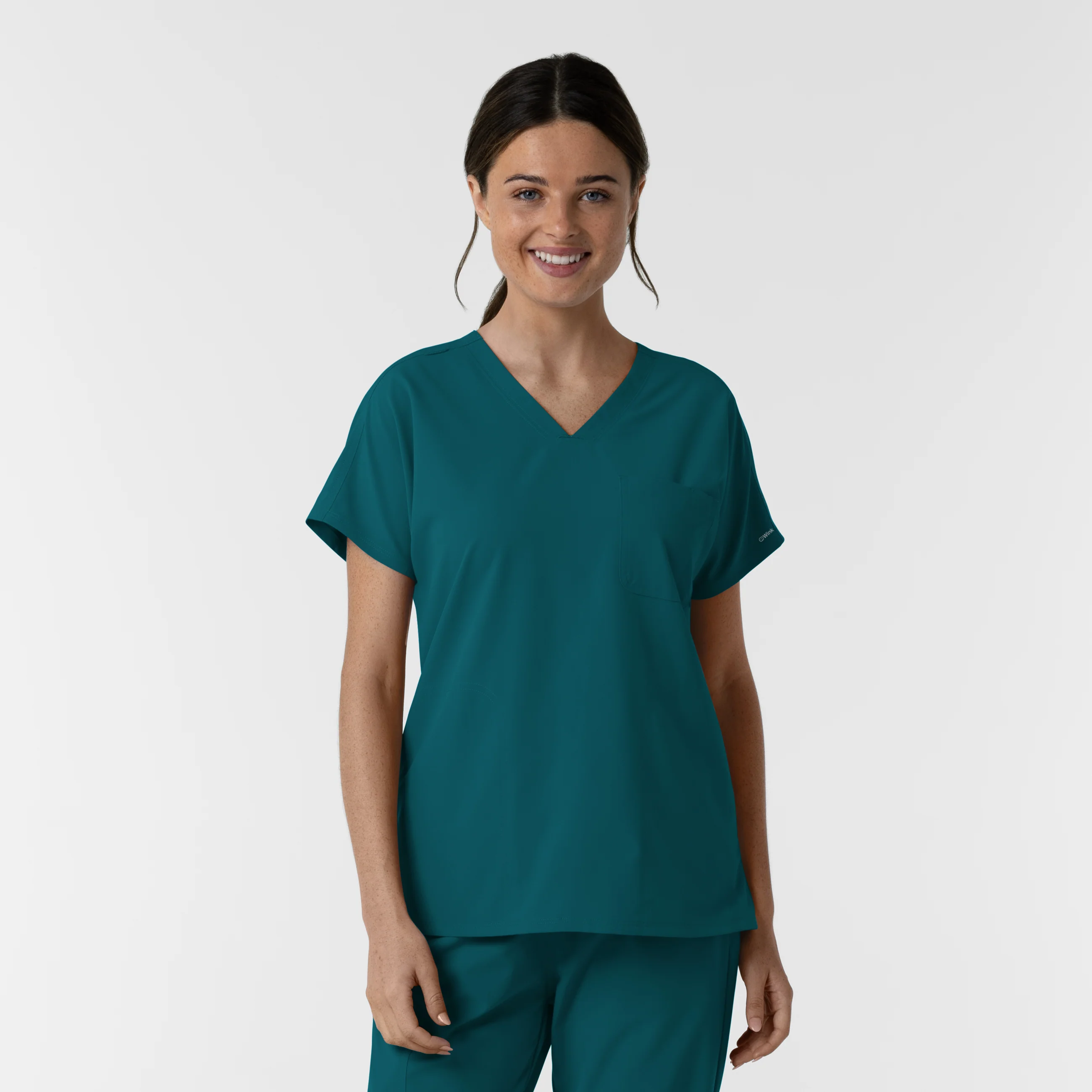 NURTUR Women's Drop Shoulder Tunic Scrub Top - Caribbean