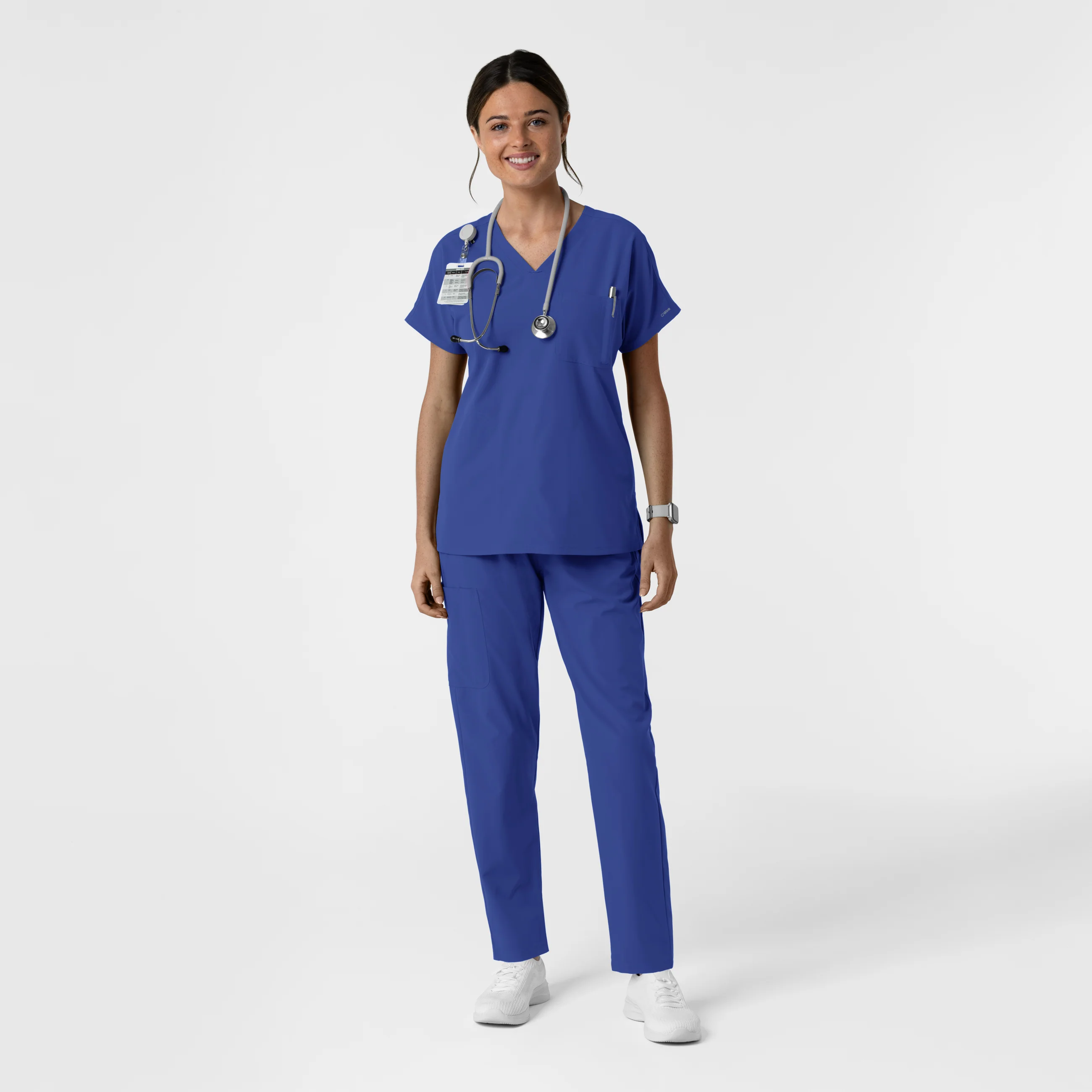 NURTUR Women's Drop Shoulder Tunic Scrub Top - Galaxy Blue - Image 3