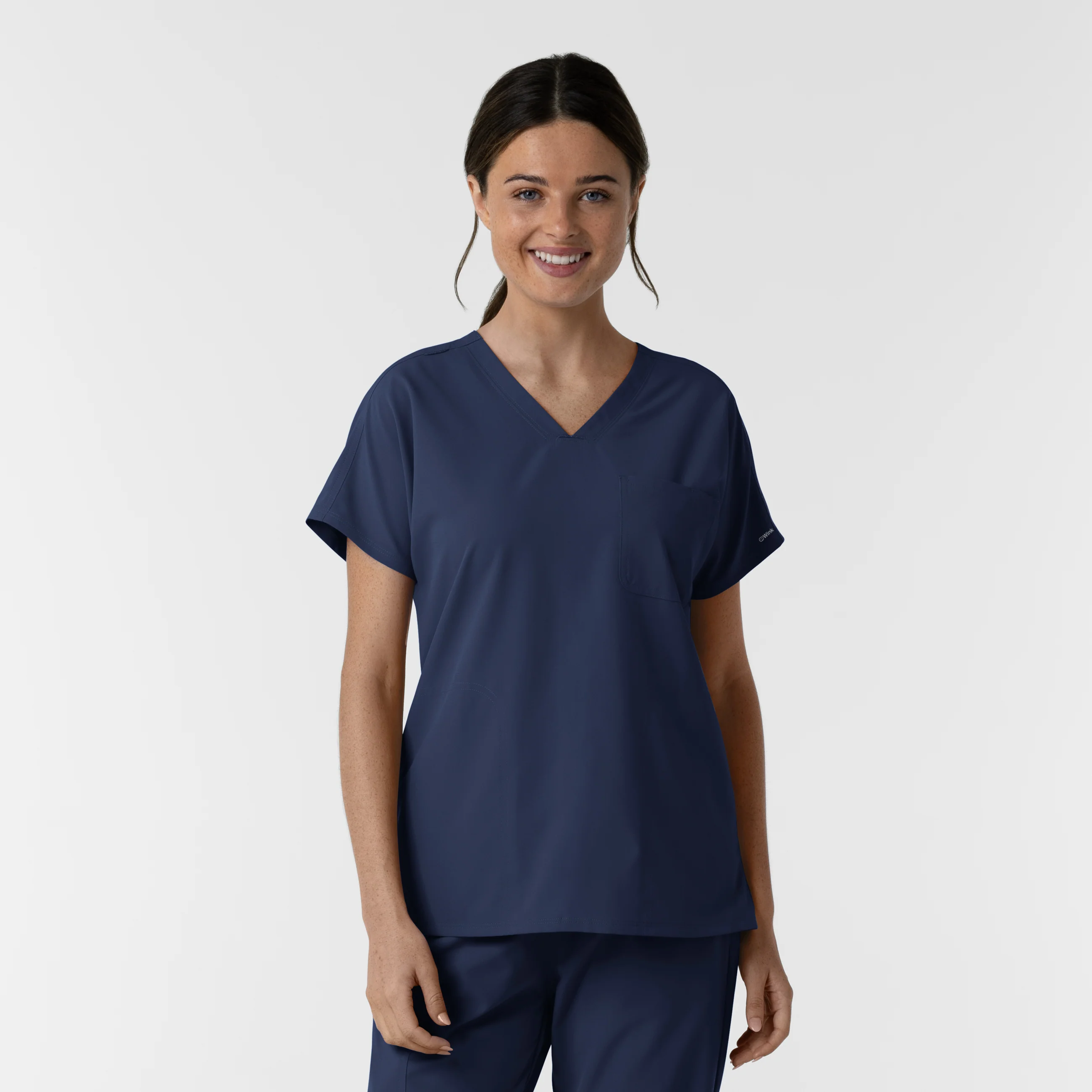 NURTUR Women's Drop Shoulder Tunic Scrub Top - Navy