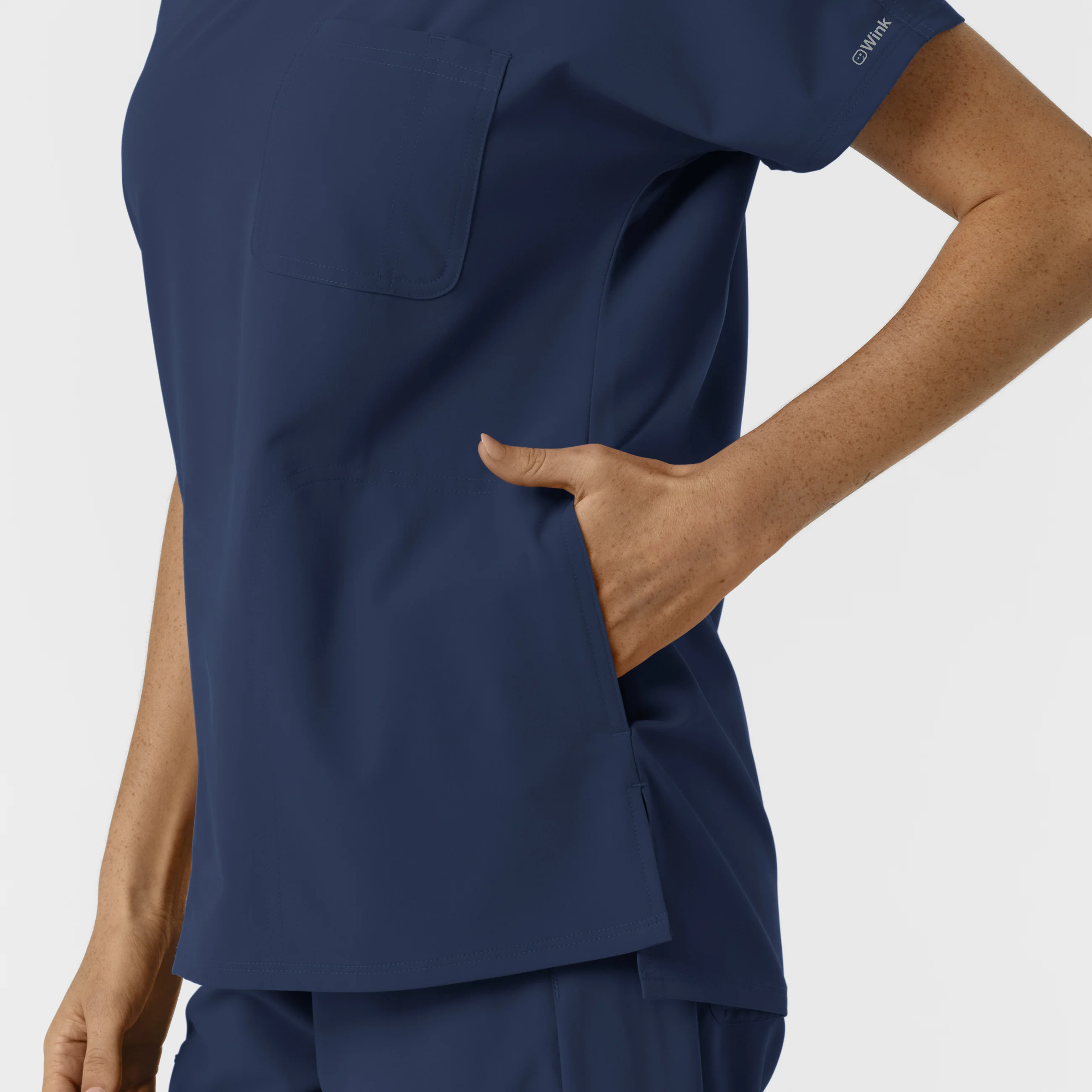 NURTUR Women's Drop Shoulder Tunic Scrub Top - Navy - Image 8