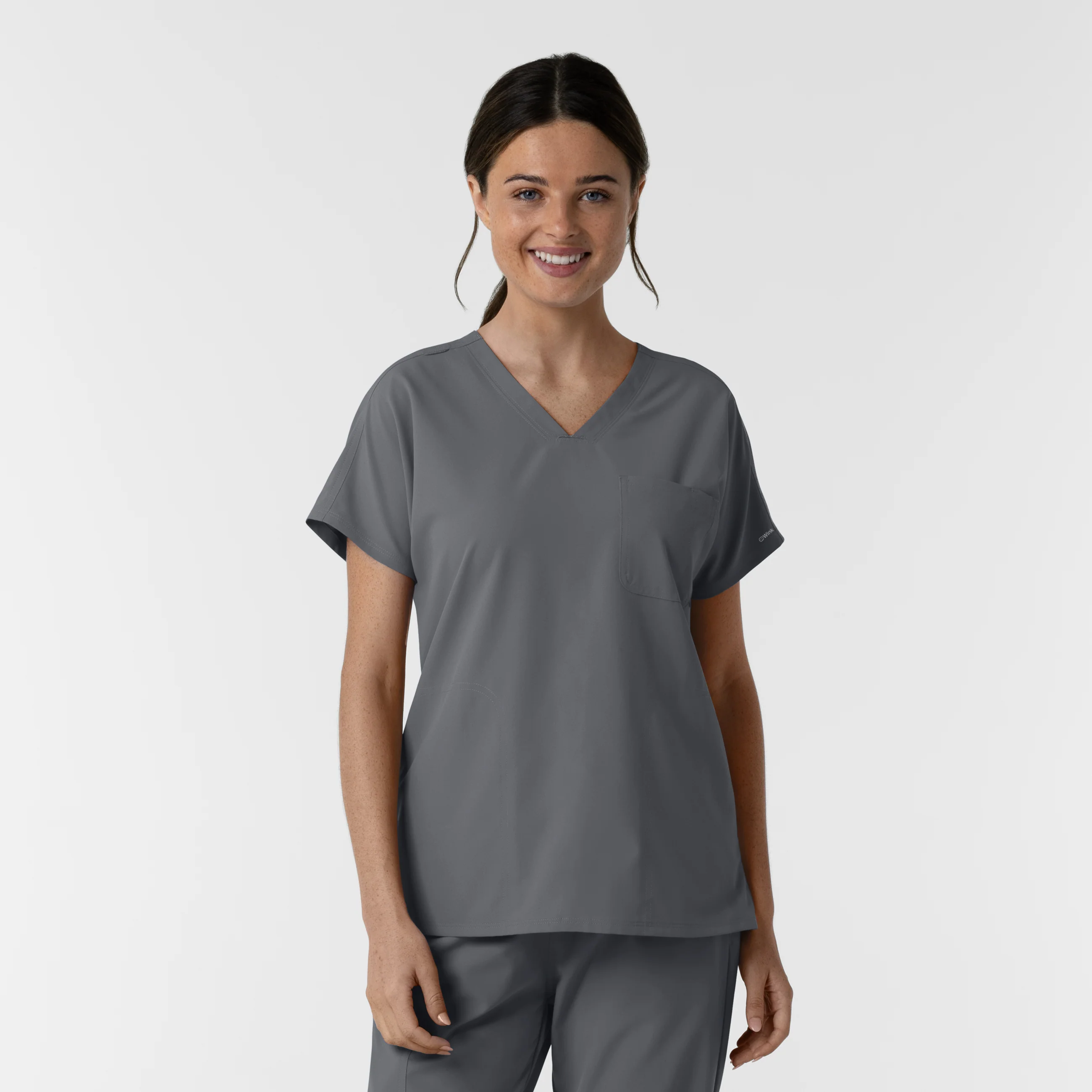 NURTUR Women's Drop Shoulder Tunic Scrub Top - Pewter