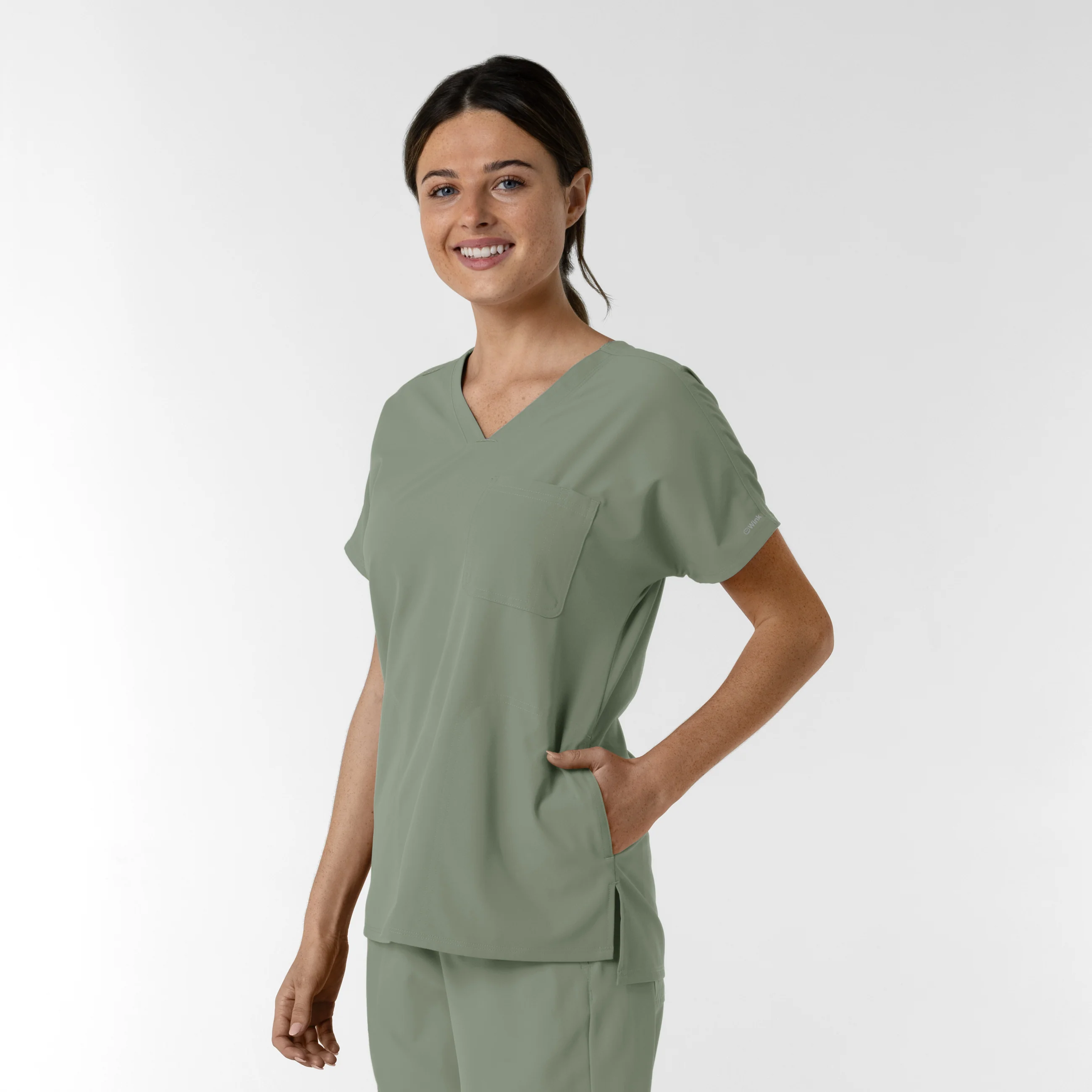 NURTUR Women's Drop Shoulder Tunic Scrub Top - Sage - Image 4