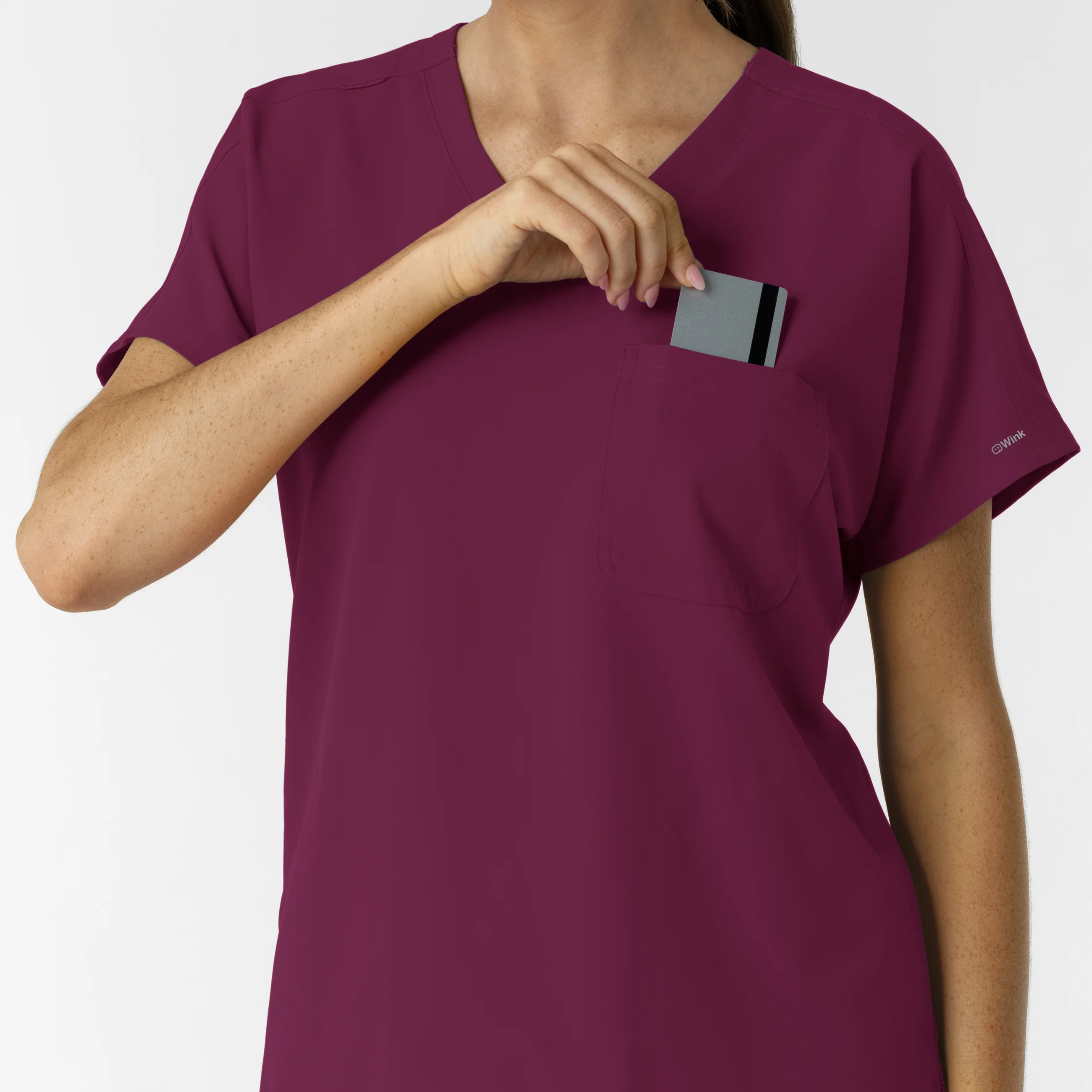 NURTUR Women's Drop Shoulder Tunic Scrub Top - Wine - Image 7