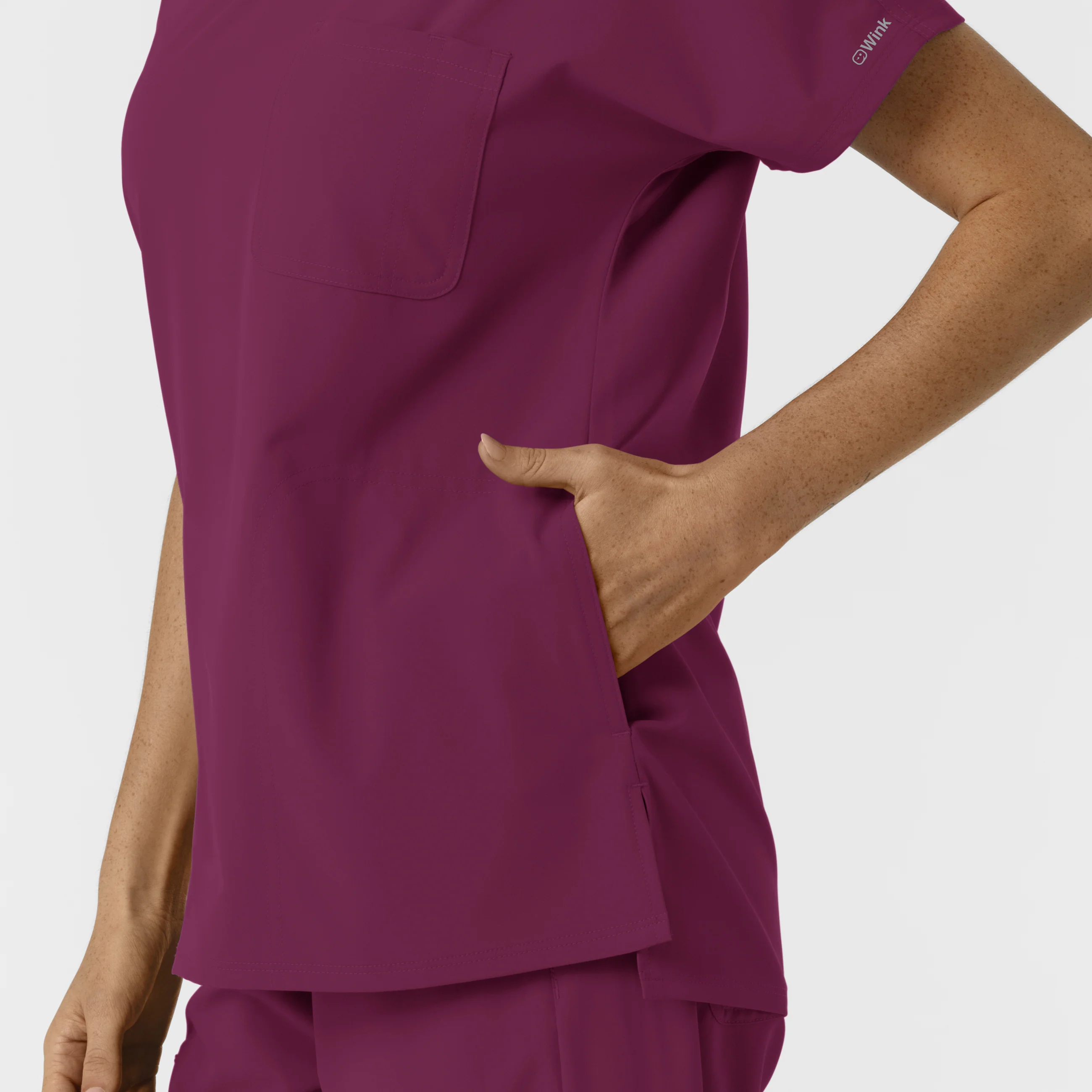 NURTUR Women's Drop Shoulder Tunic Scrub Top - Wine - Image 8