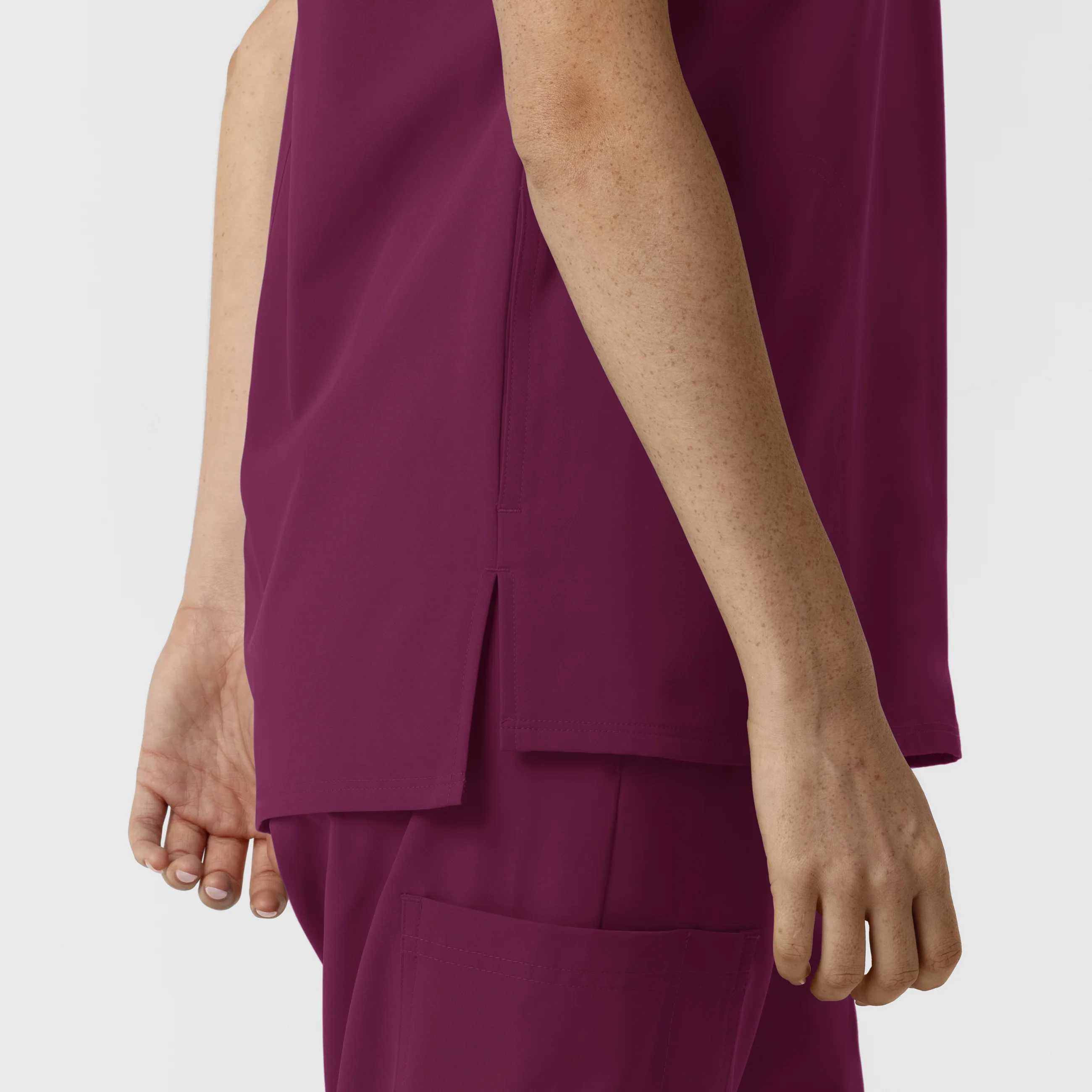 NURTUR Women's Drop Shoulder Tunic Scrub Top - Wine - Image 9