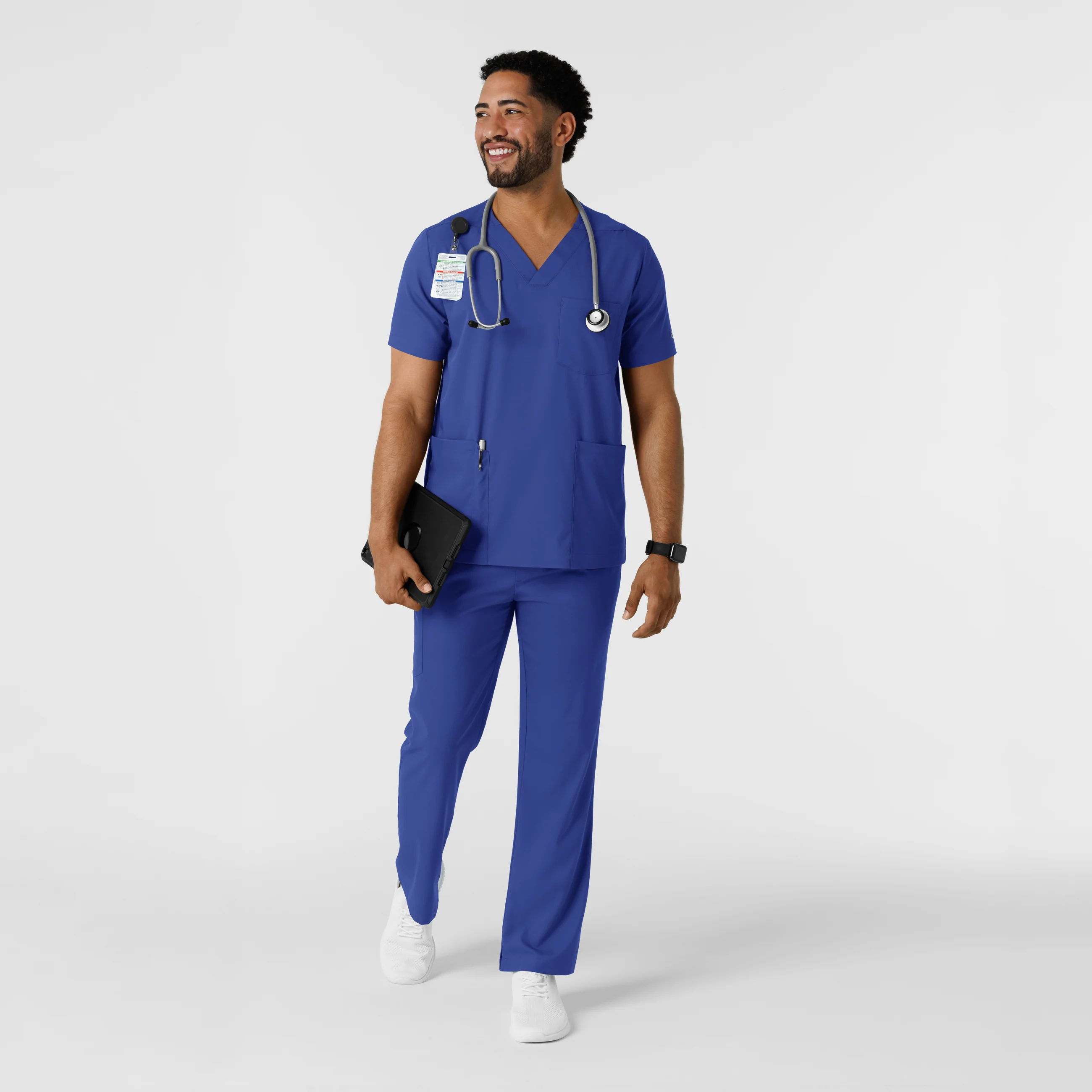 Boundless Men's Multi Pocket V-Neck Scrub Top - Galaxy Blue - Image 3