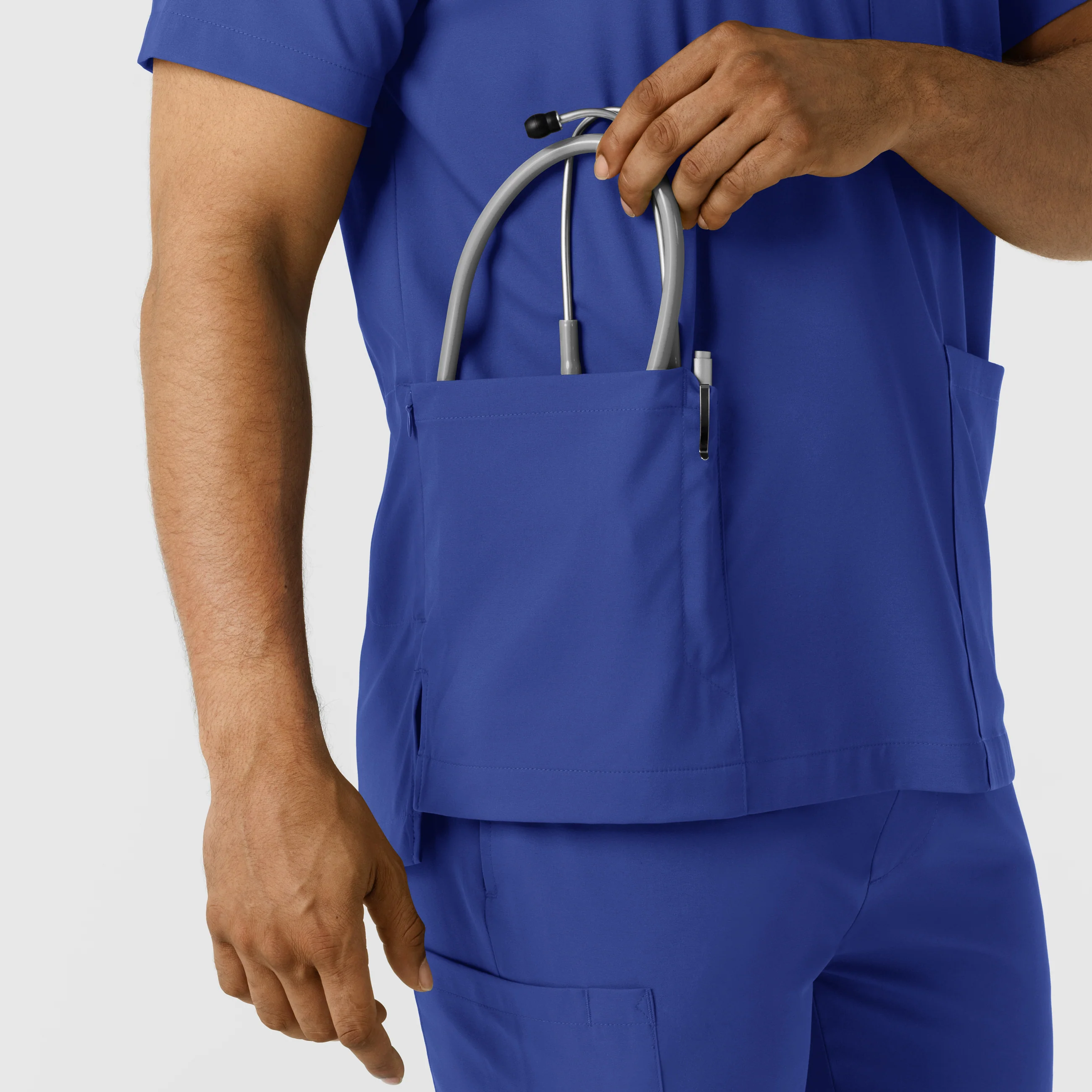 Boundless Men's Multi Pocket V-Neck Scrub Top - Galaxy Blue - Image 9