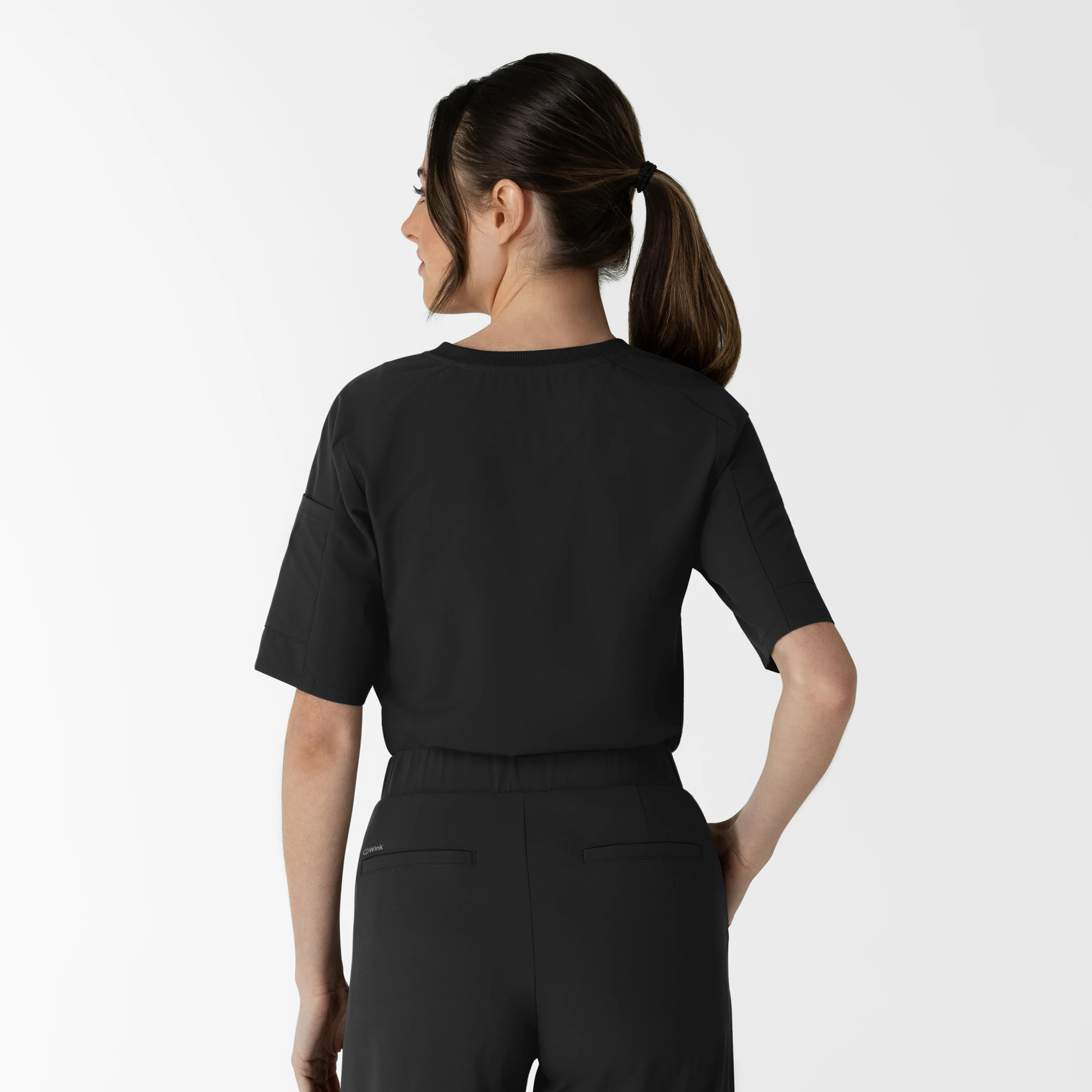 RENEW Women's Tuck-In Henley Scrub Top - Black - Image 2