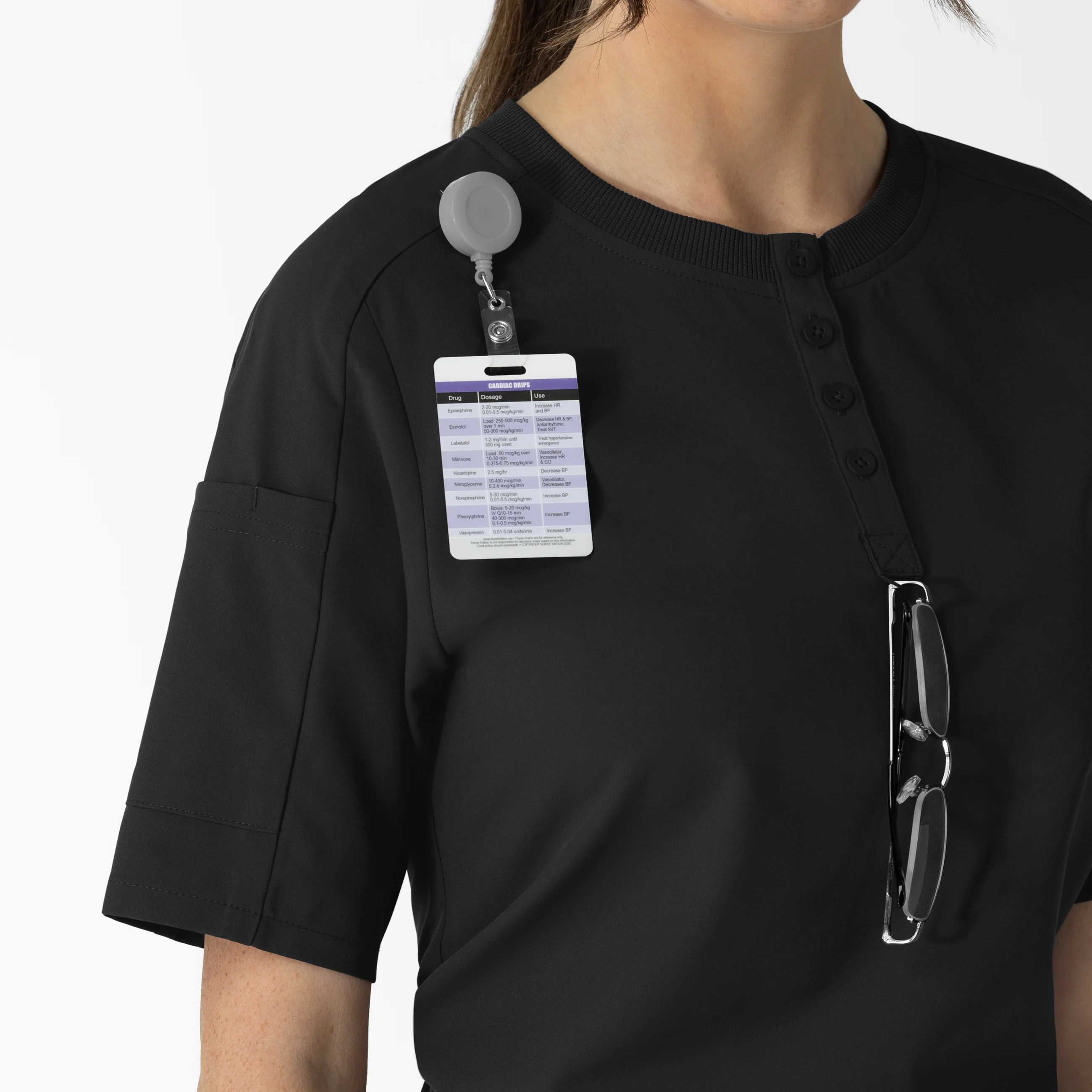 RENEW Women's Tuck-In Henley Scrub Top - Black - Image 8