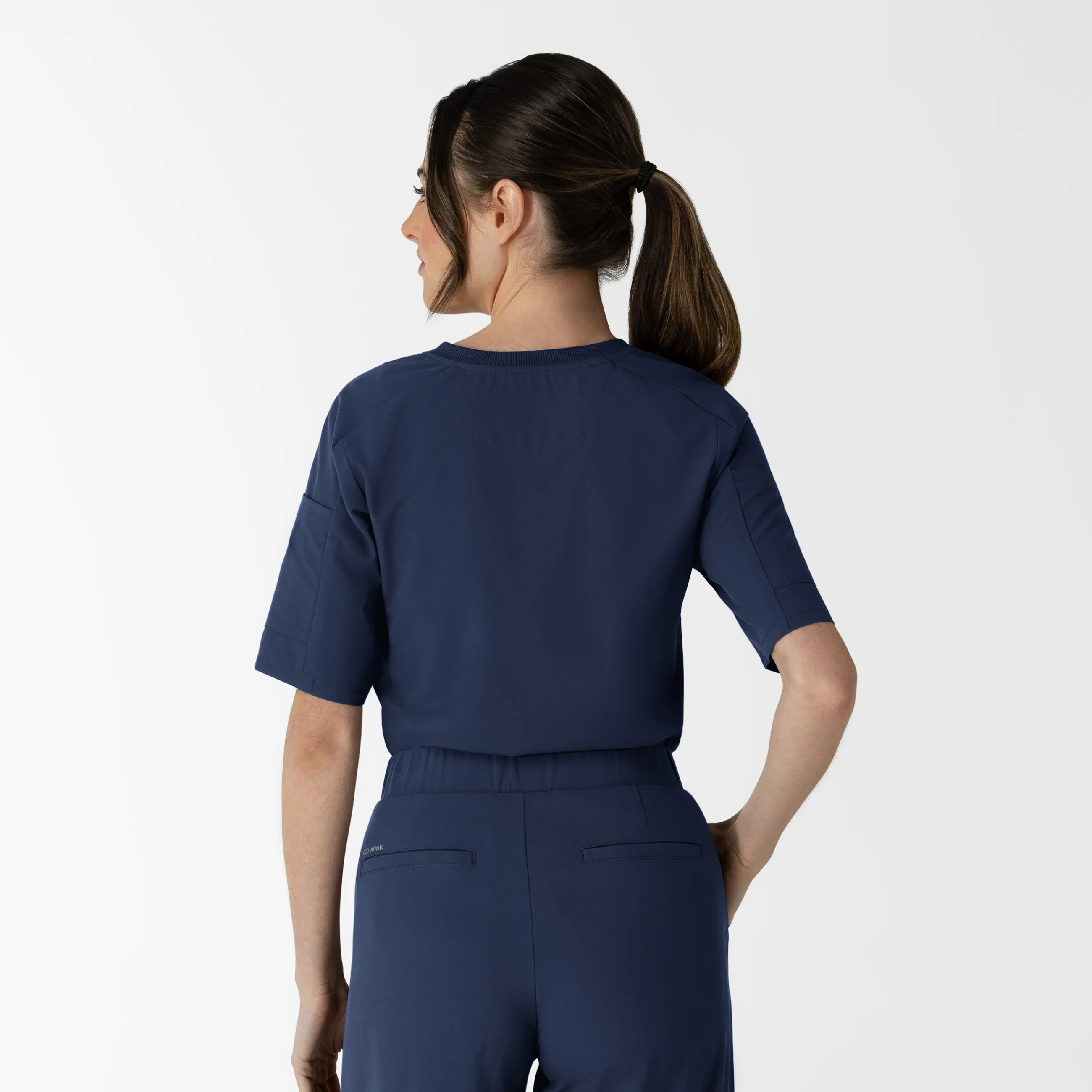 RENEW Women's Tuck-In Henley Scrub Top - Navy - Image 3