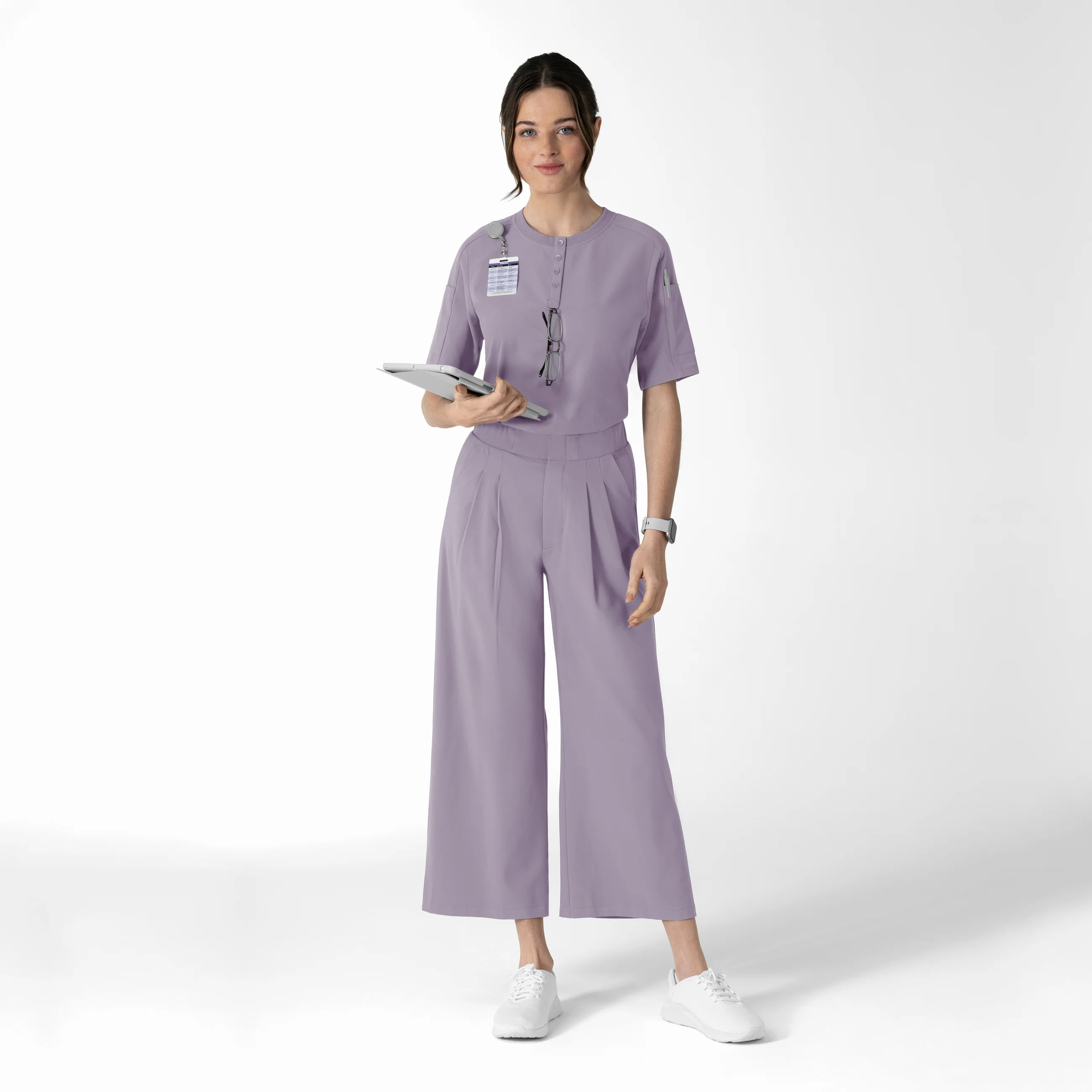 RENEW Women's Tuck-In Henley Scrub Top - Wisteria - Image 4