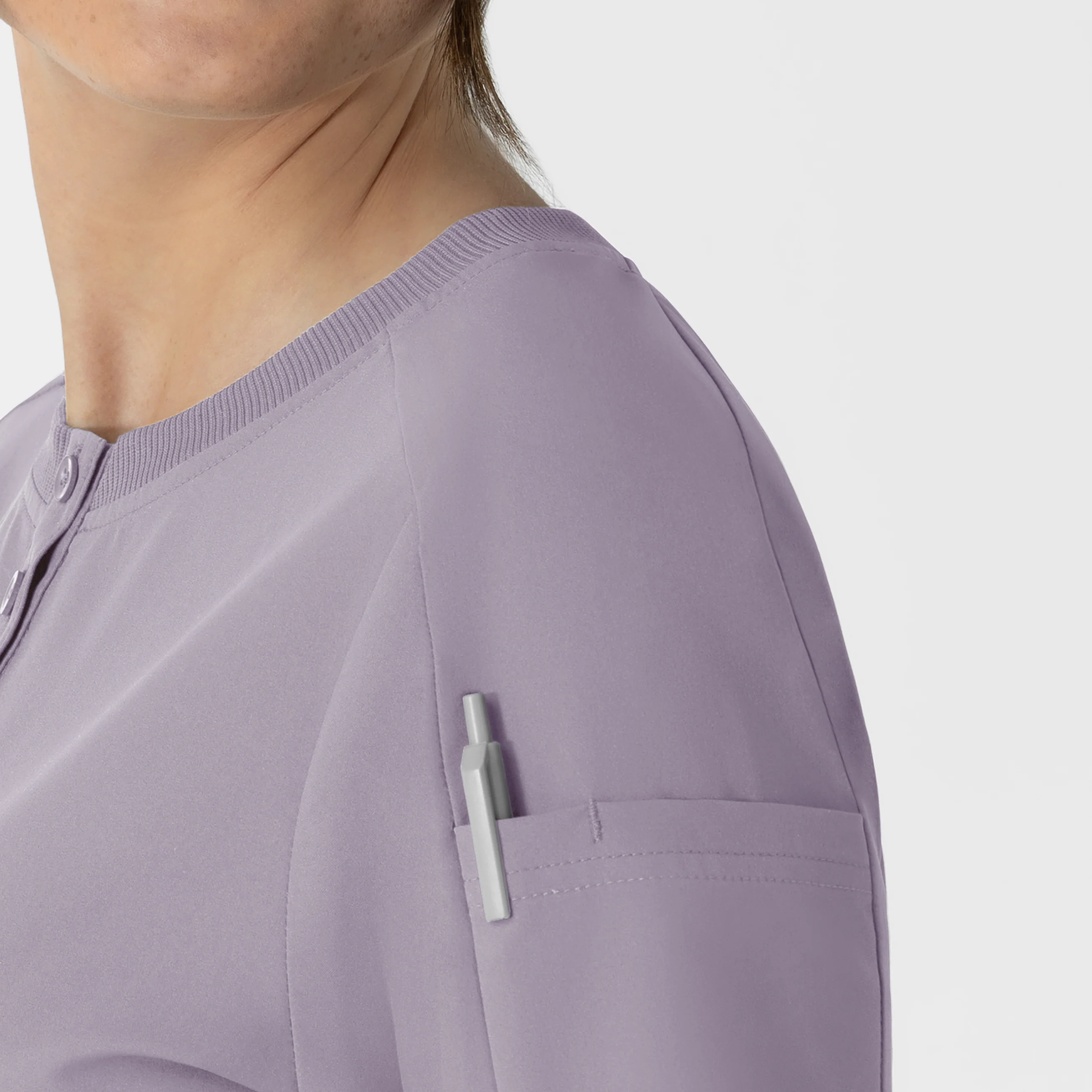 RENEW Women's Tuck-In Henley Scrub Top - Wisteria - Image 7