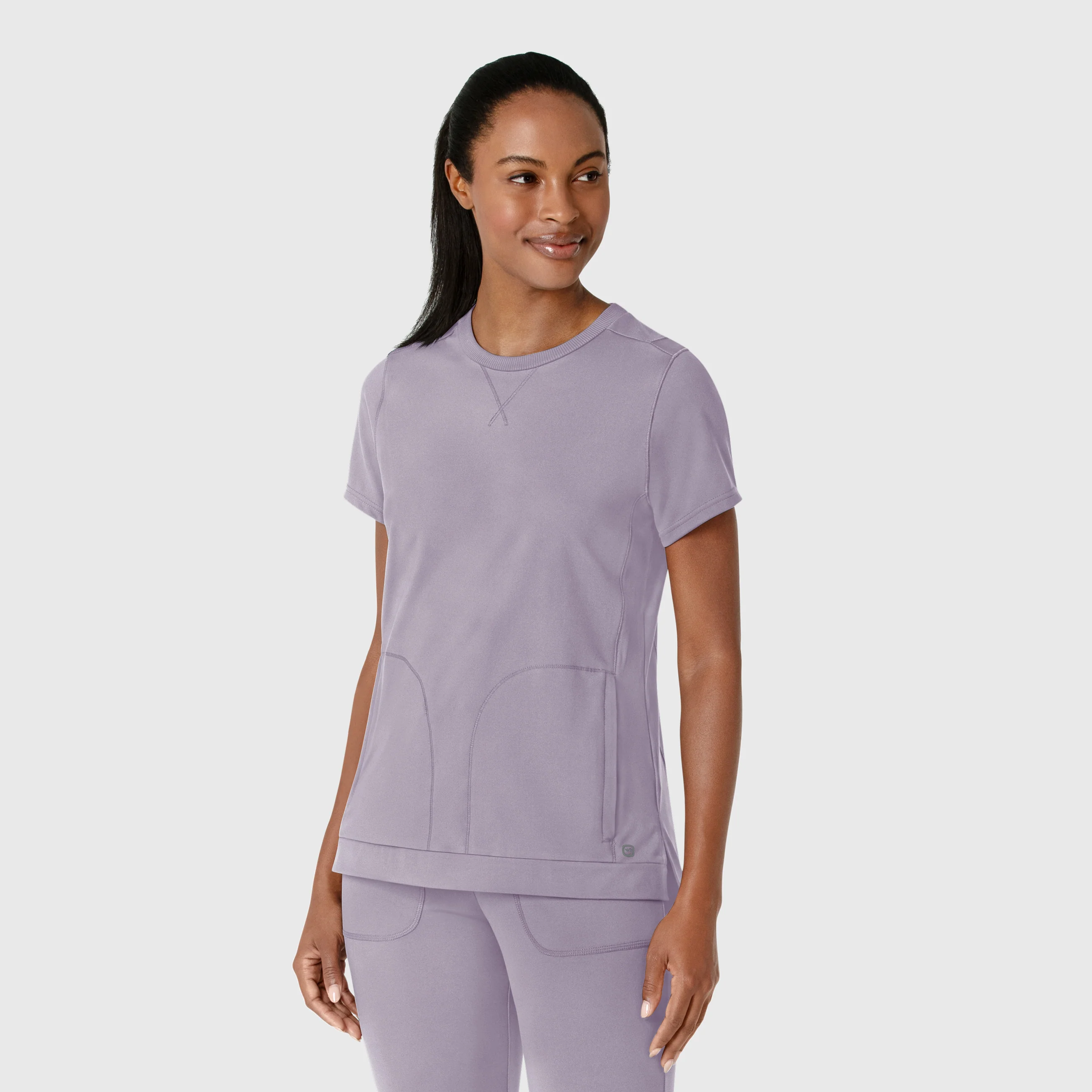RENEW Knit Women's Flex-n-Reach Crew Neck Scrub Top - Wisteria - Image 4