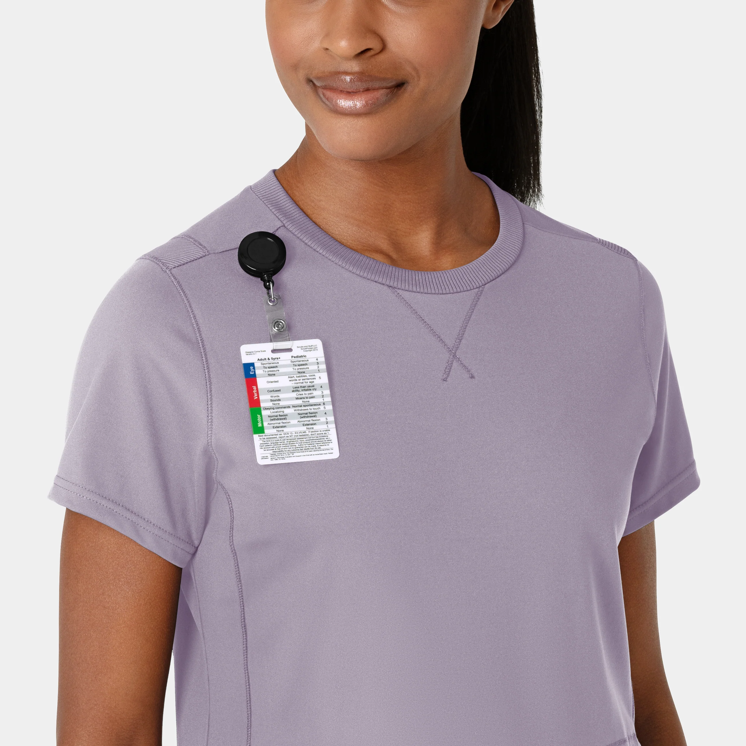 RENEW Knit Women's Flex-n-Reach Crew Neck Scrub Top - Wisteria - Image 5