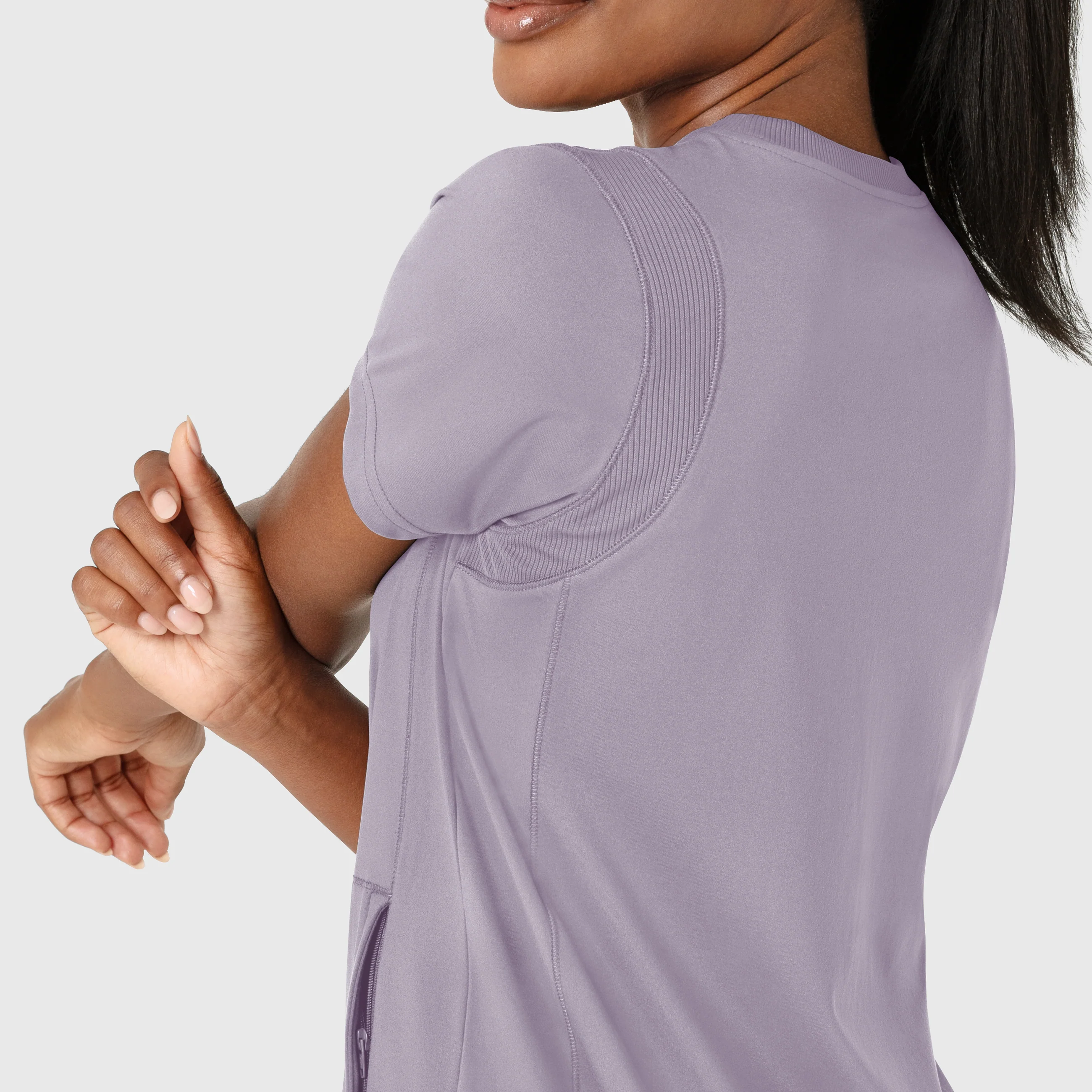 RENEW Knit Women's Flex-n-Reach Crew Neck Scrub Top - Wisteria - Image 7