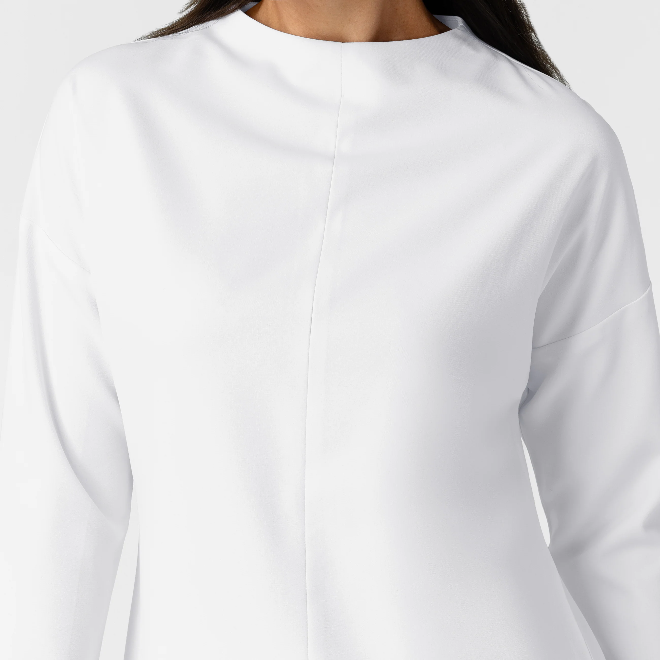BLK Edit Women's Mock Neck 3/4 Sleeve Scrub Blouse - White - Image 6