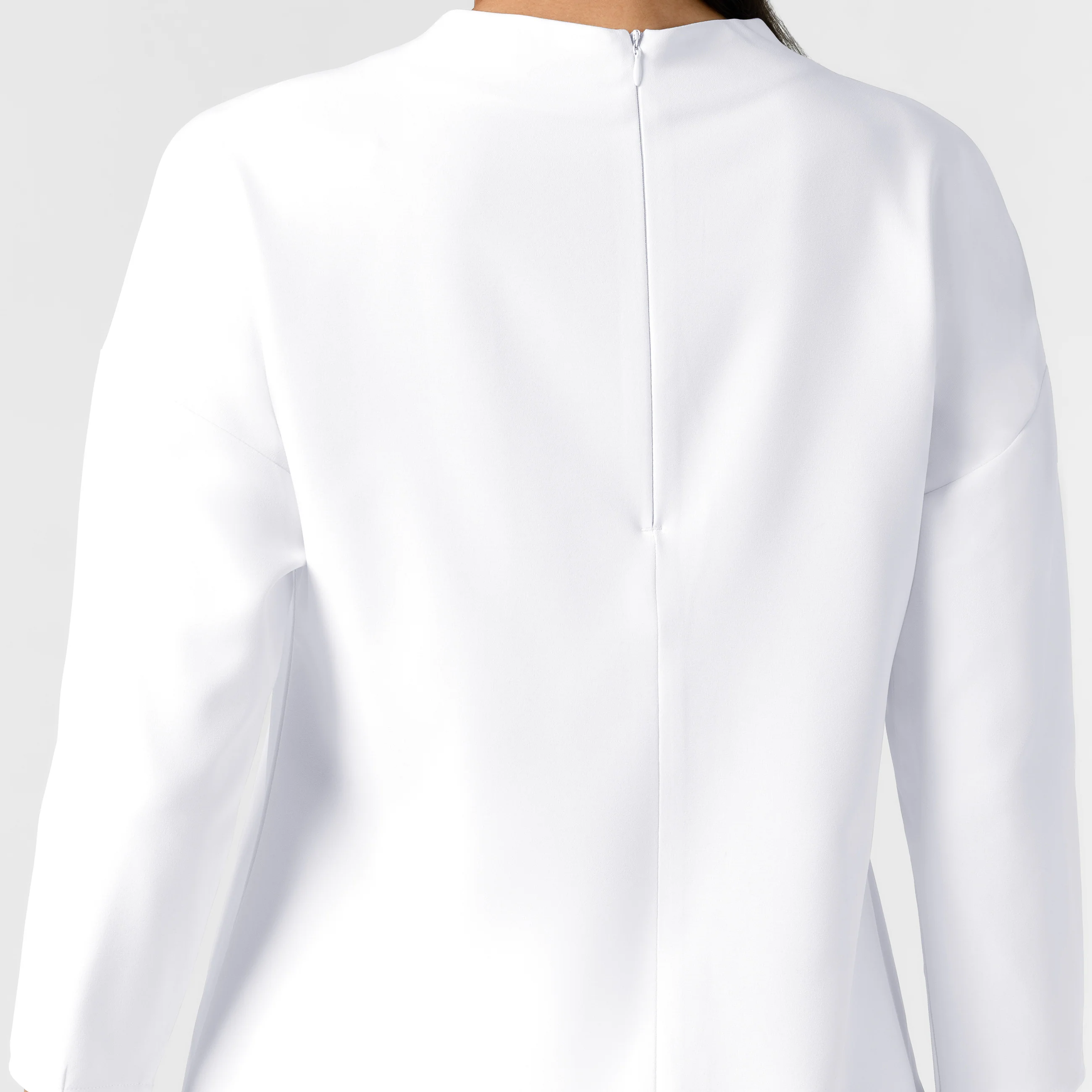 BLK Edit Women's Mock Neck 3/4 Sleeve Scrub Blouse - White - Image 7