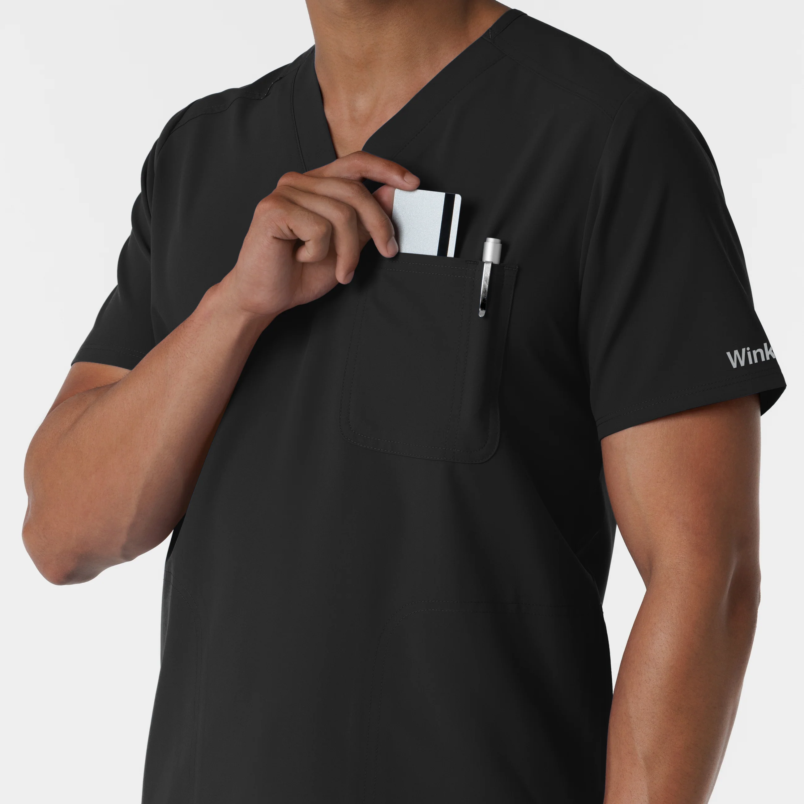 NURTUR Men's V-Neck Scrub Top - Black - Image 7