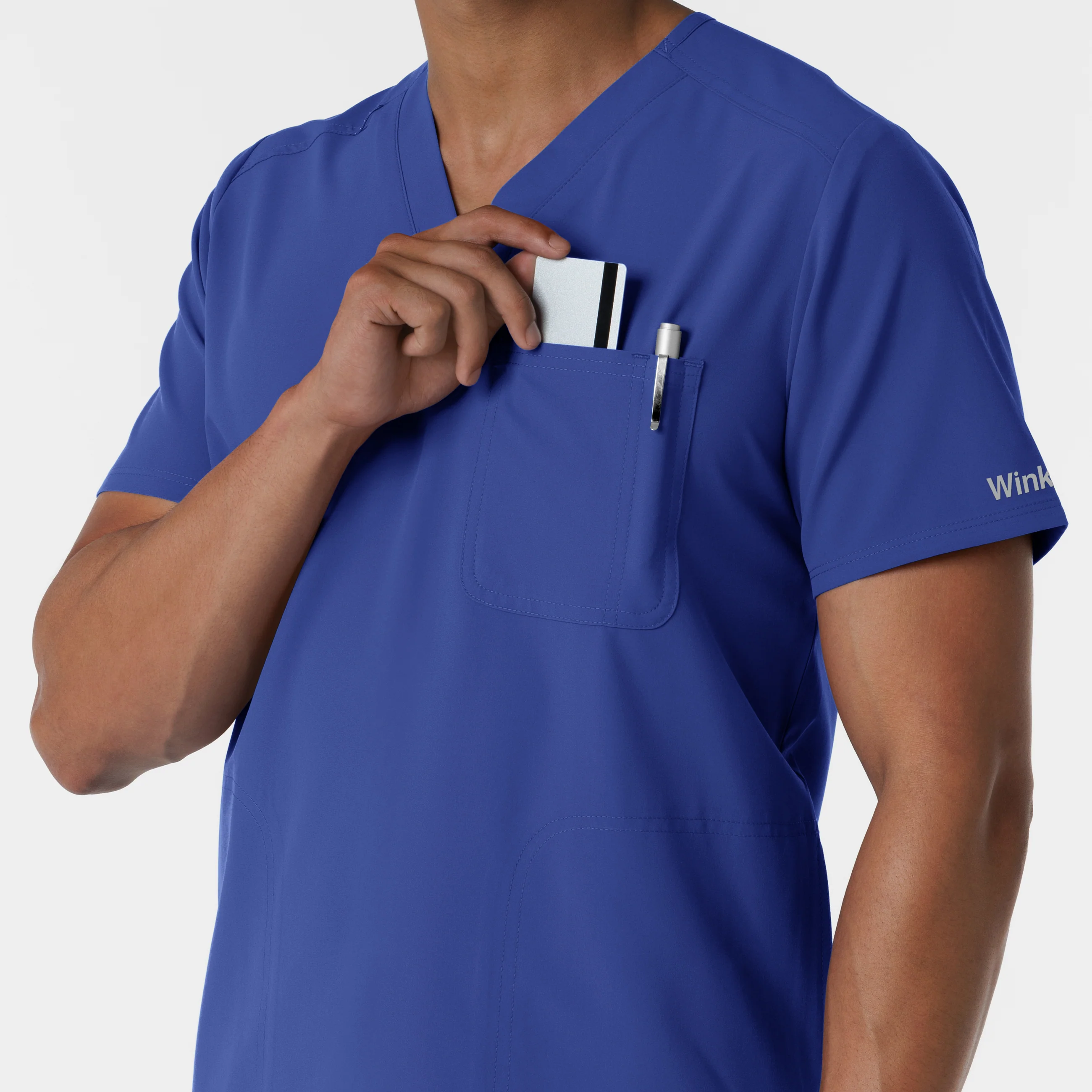 NURTUR Men's V-Neck Scrub Top - Galaxy Blue - Image 7