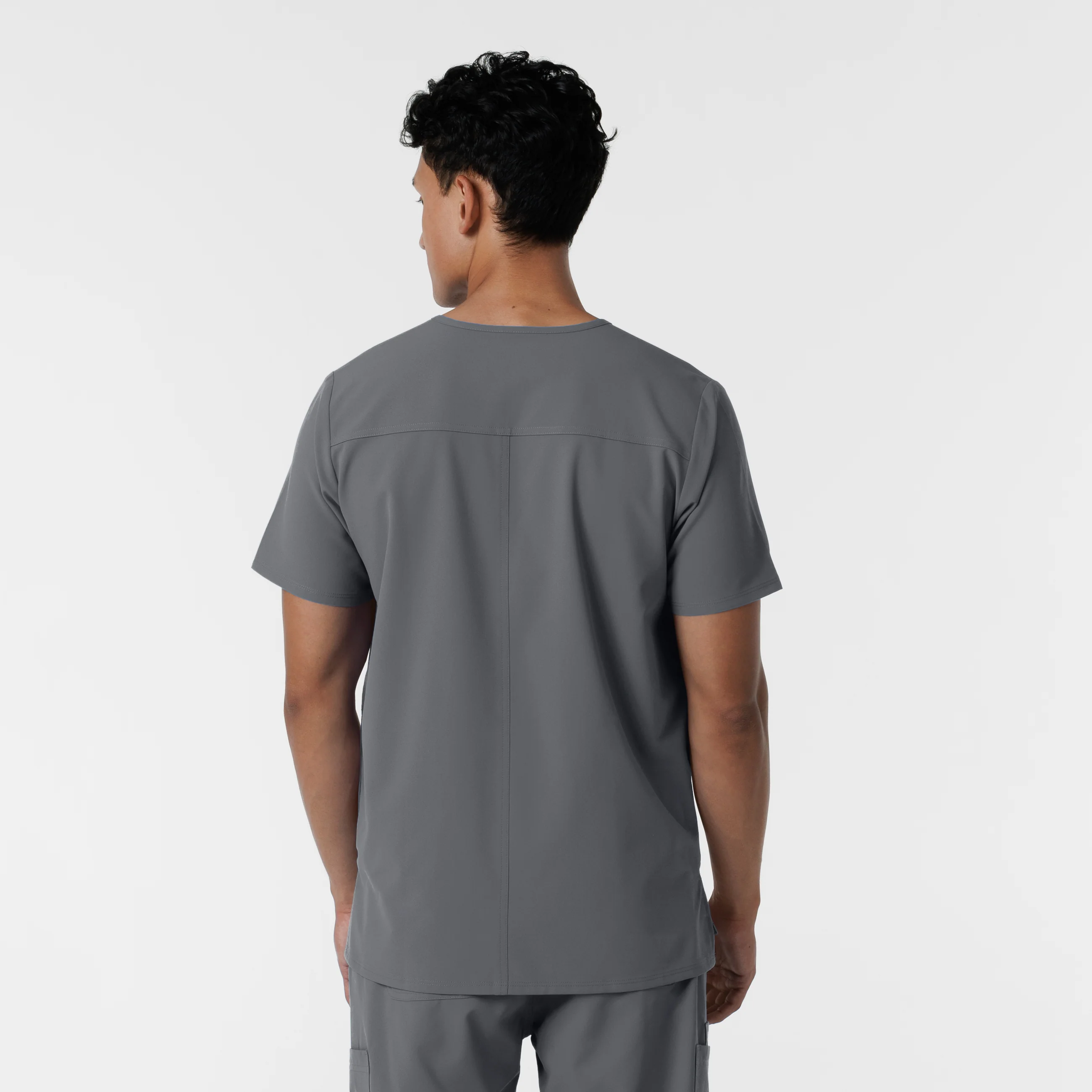 NURTUR Men's V-Neck Scrub Top - Pewter - Image 2