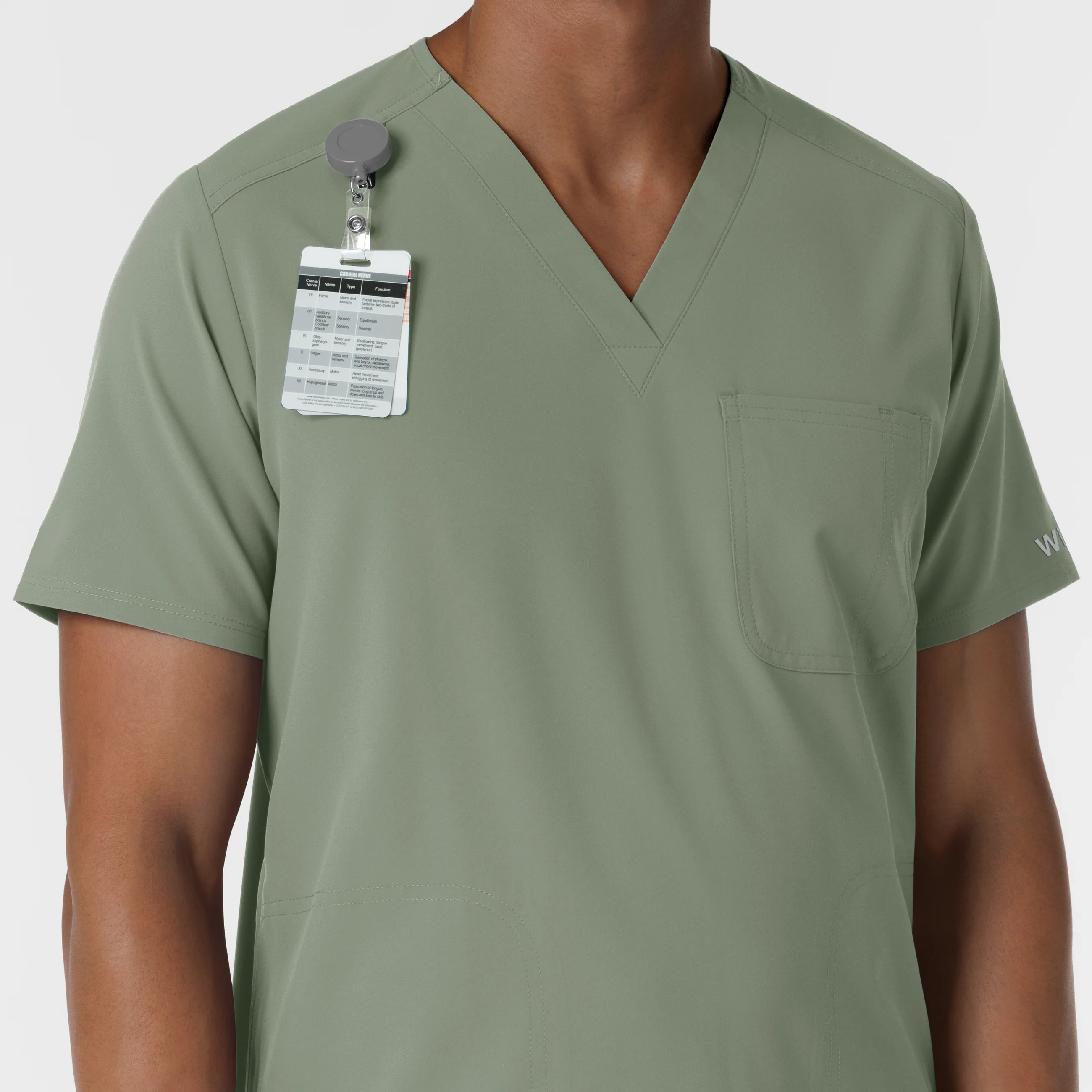 NURTUR Men's V-Neck Scrub Top - Sage - Image 6